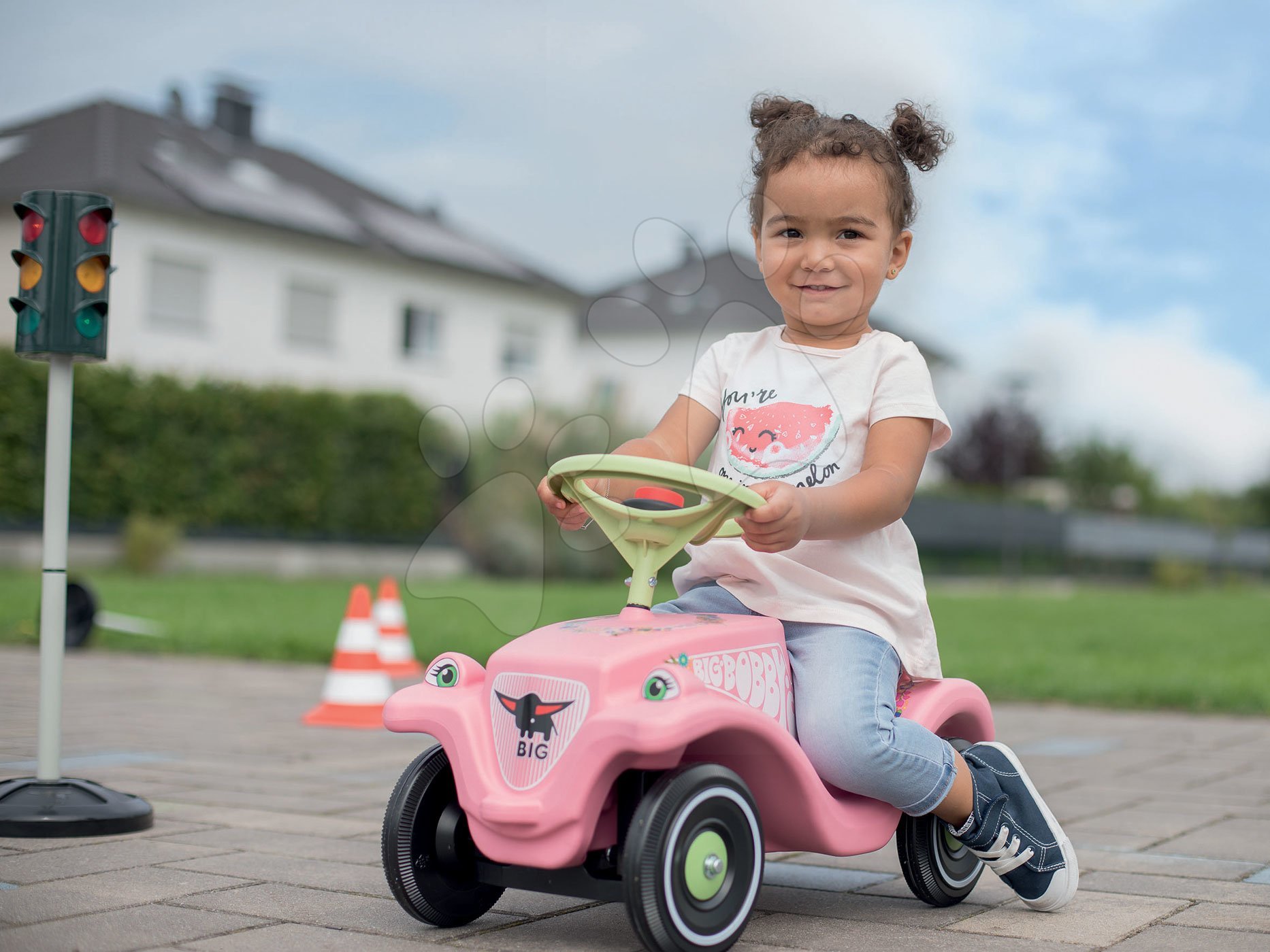 Maşinuţă babytaxiu Flower Big roz