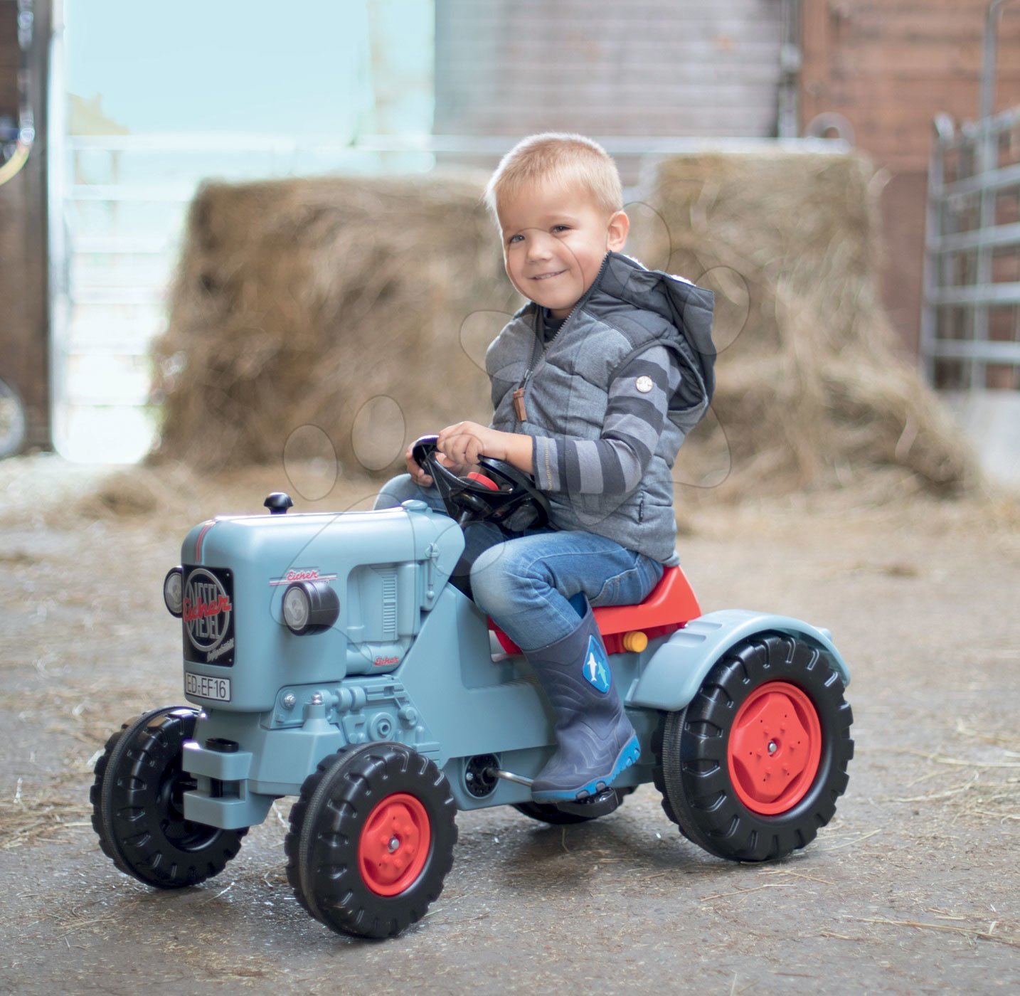 Tractor cu pedale pentru copii BIG Eicher Diesel albastru