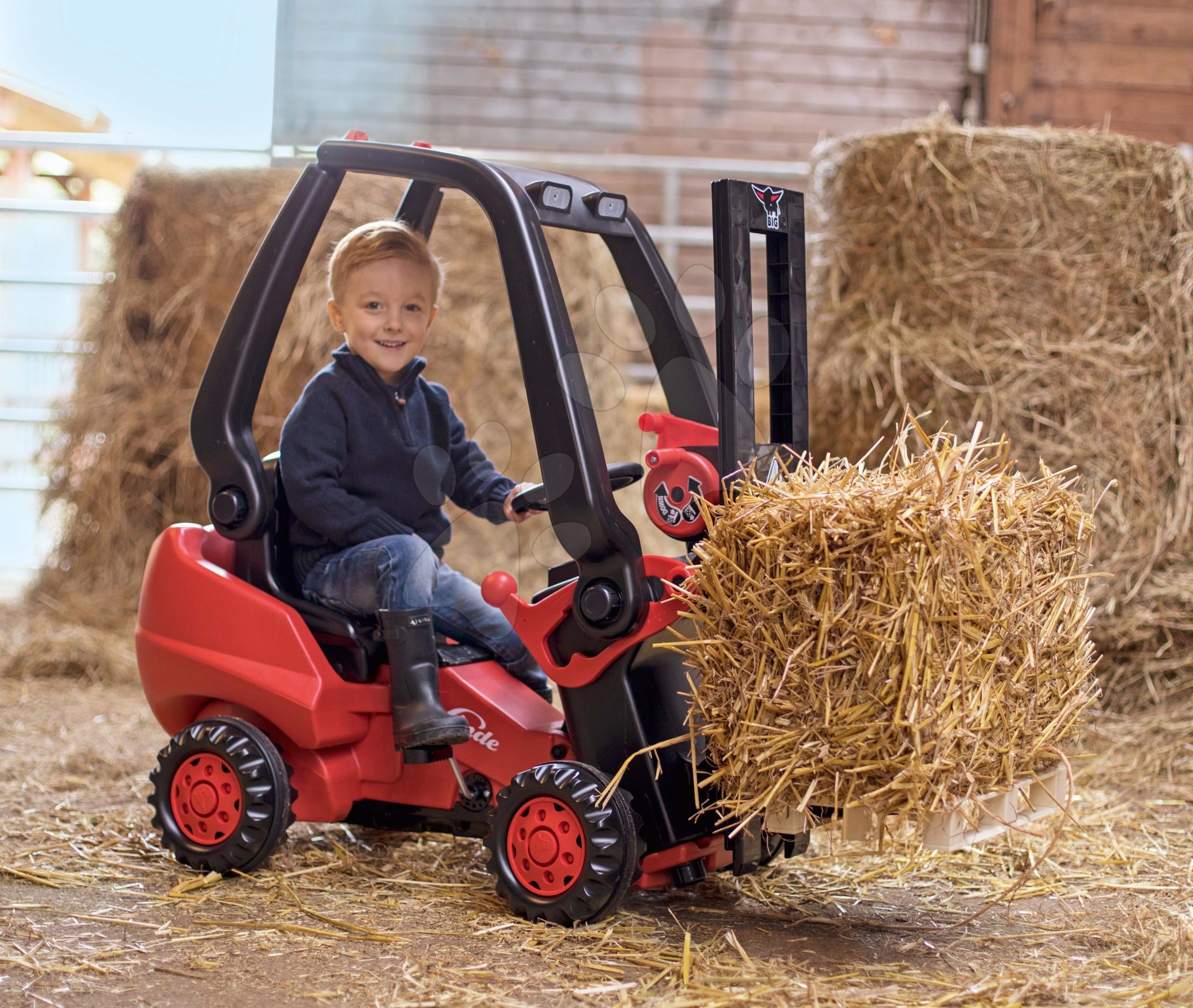 Chariot élévateur pour enfants BIG avec palette rouge