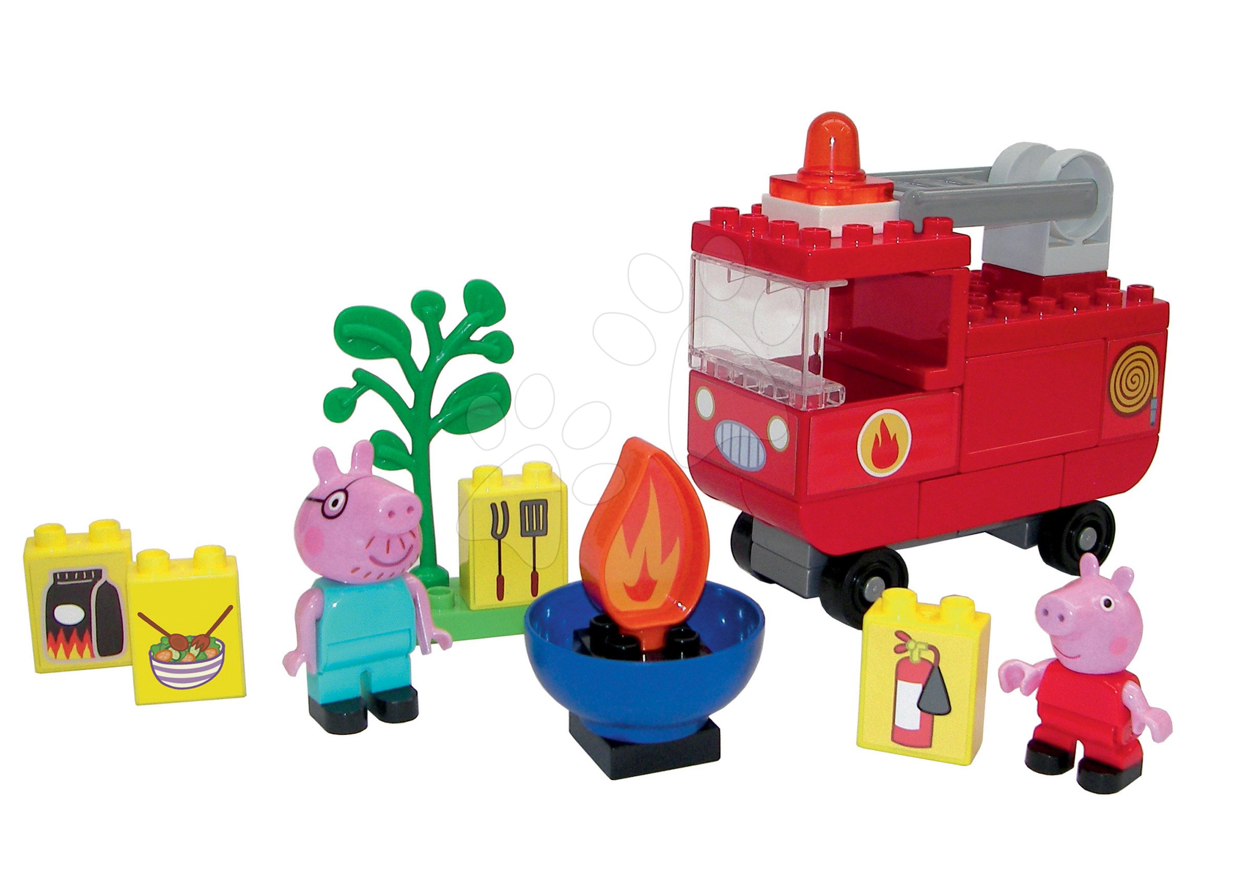 Építőjáték Peppa Pig Fire Engine PlayBIG Bloxx BIG Tűzoltókocsi  2 figurával 40 darabos 1,5-5 évesnek