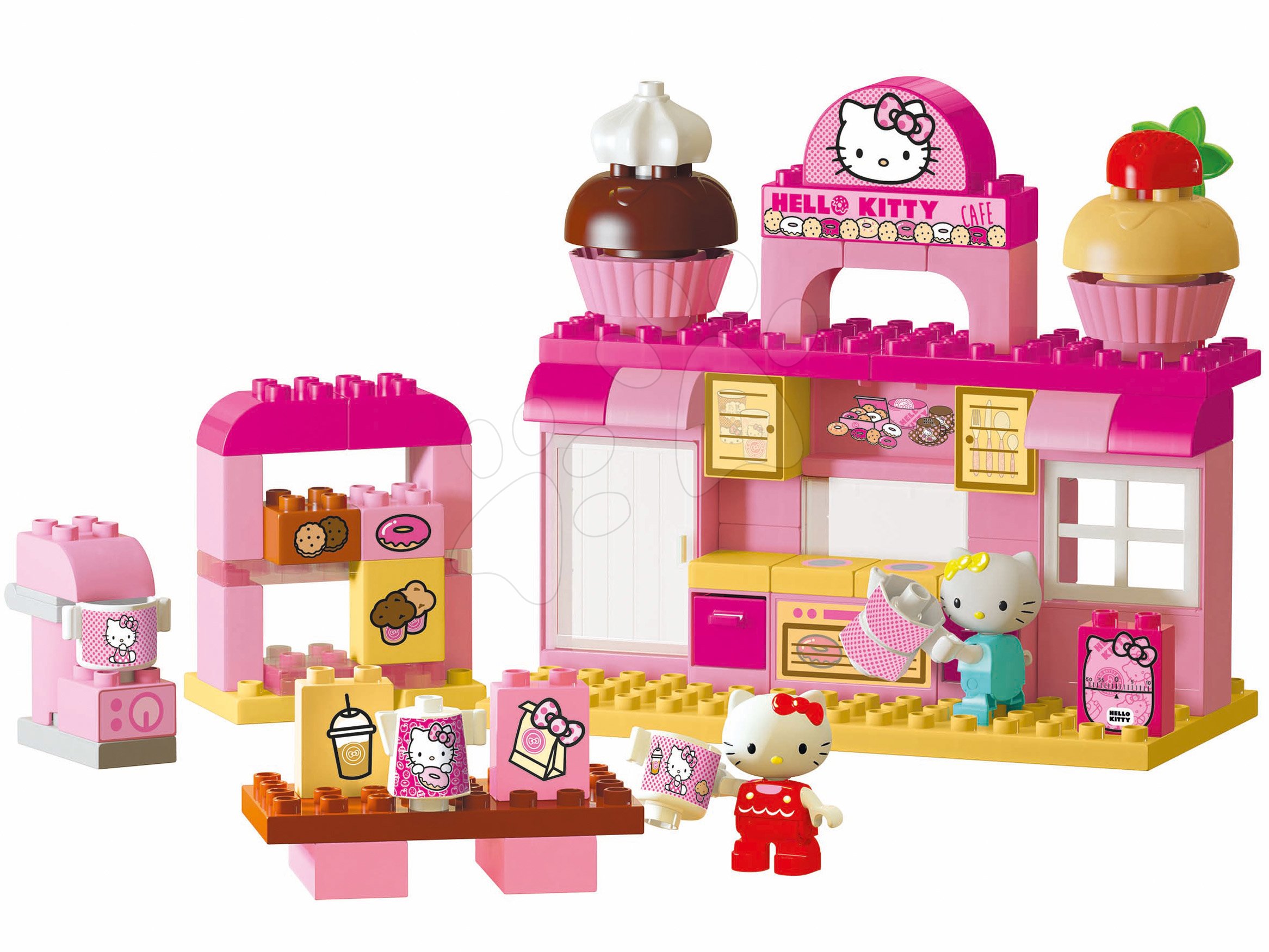 Építőjáték PlayBIG Bloxx Backerei BIG Hello Kitty pékségben barátnőjével 82 darabos és 2 figura 1,5-5 évesnek