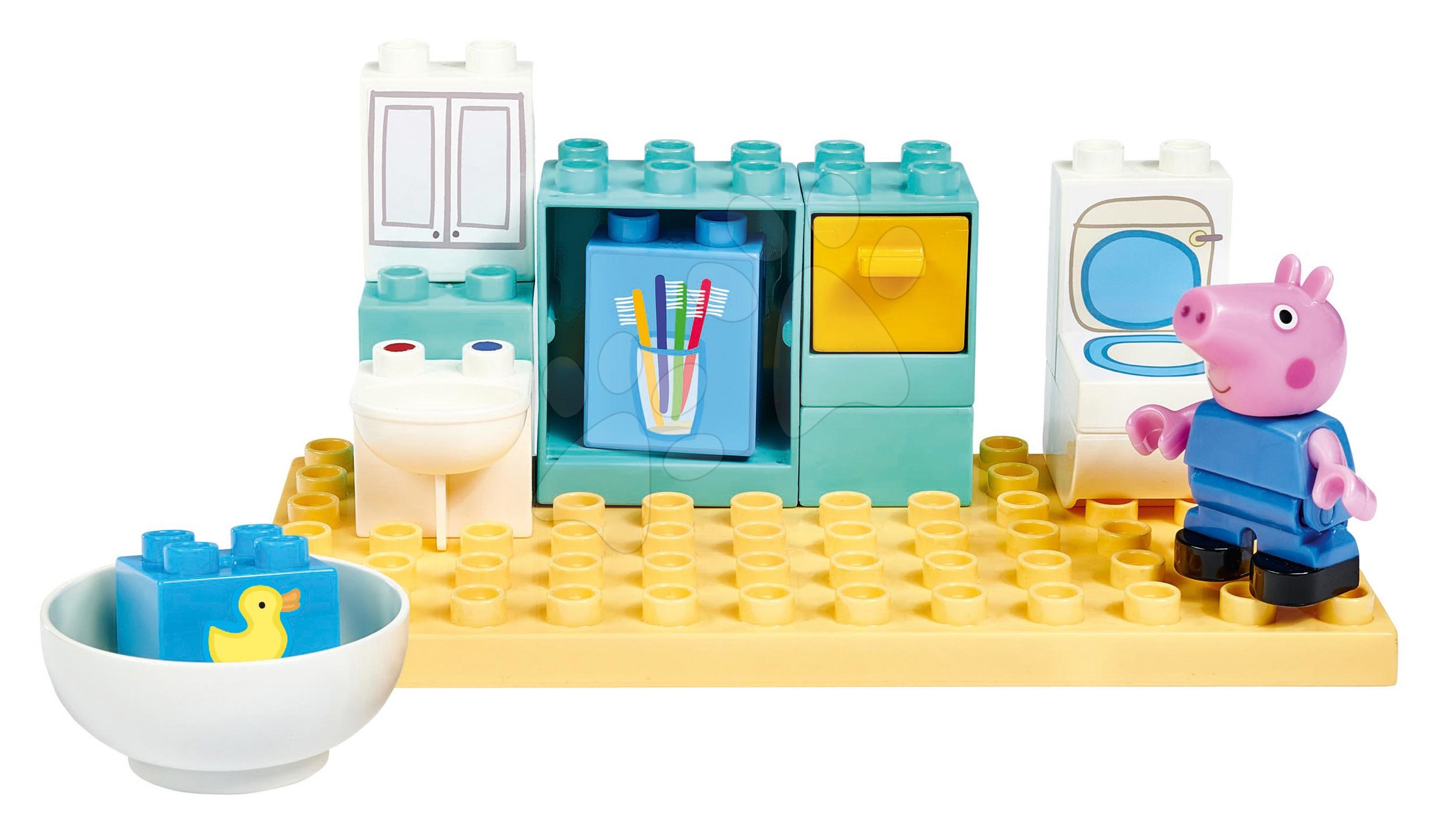 Épitőjáték Peppa Pig Basic Sets II. PlayBIG Bloxx figurával a fürdőszobában 1,5-5 évesnek