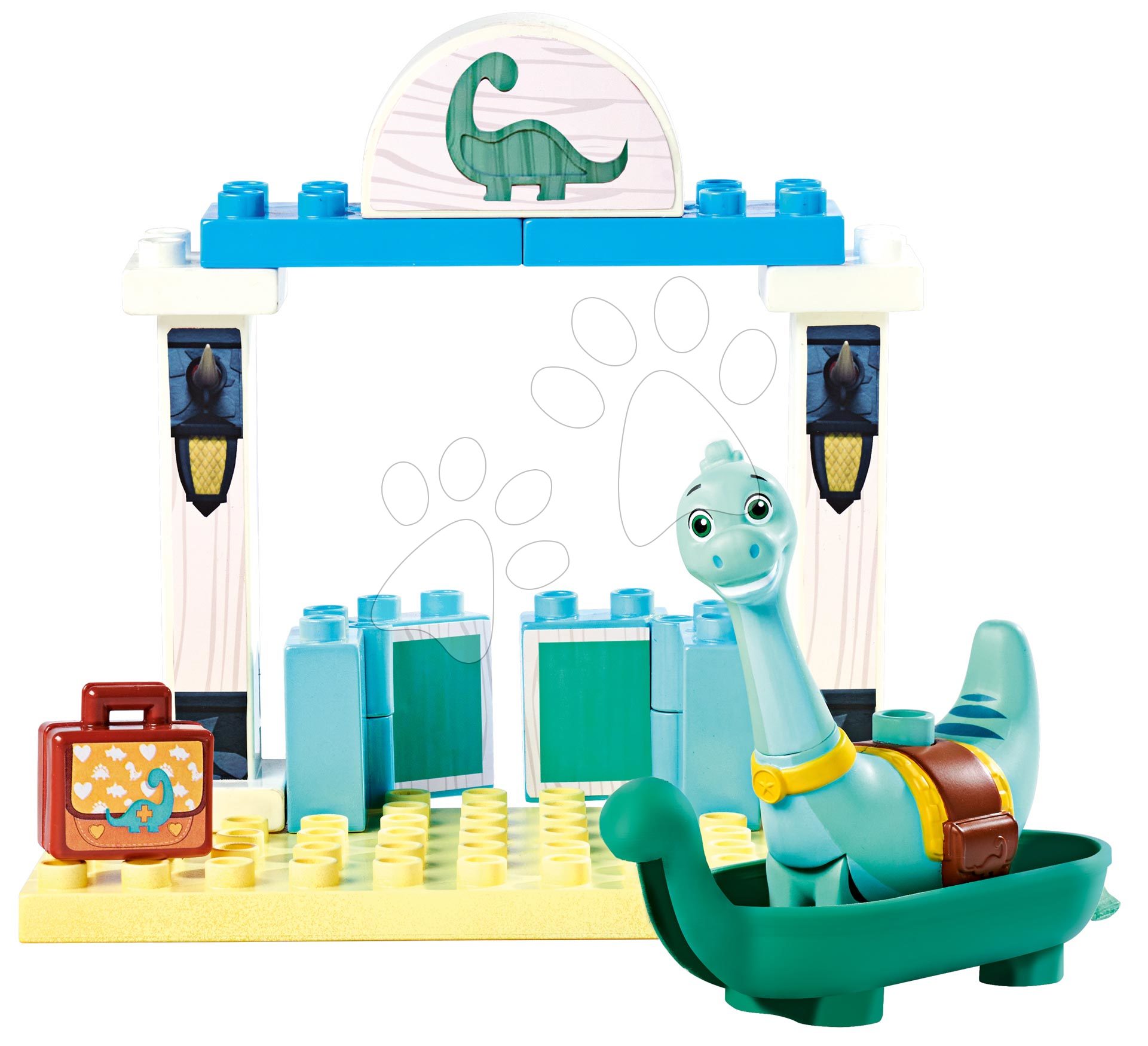 Építőjáték Dino Ranch Clover Basic Set PlayBig Bloxx BIG dínó figurával fürdőszobában 13 darabos 1,5-5 éves korosztálynak