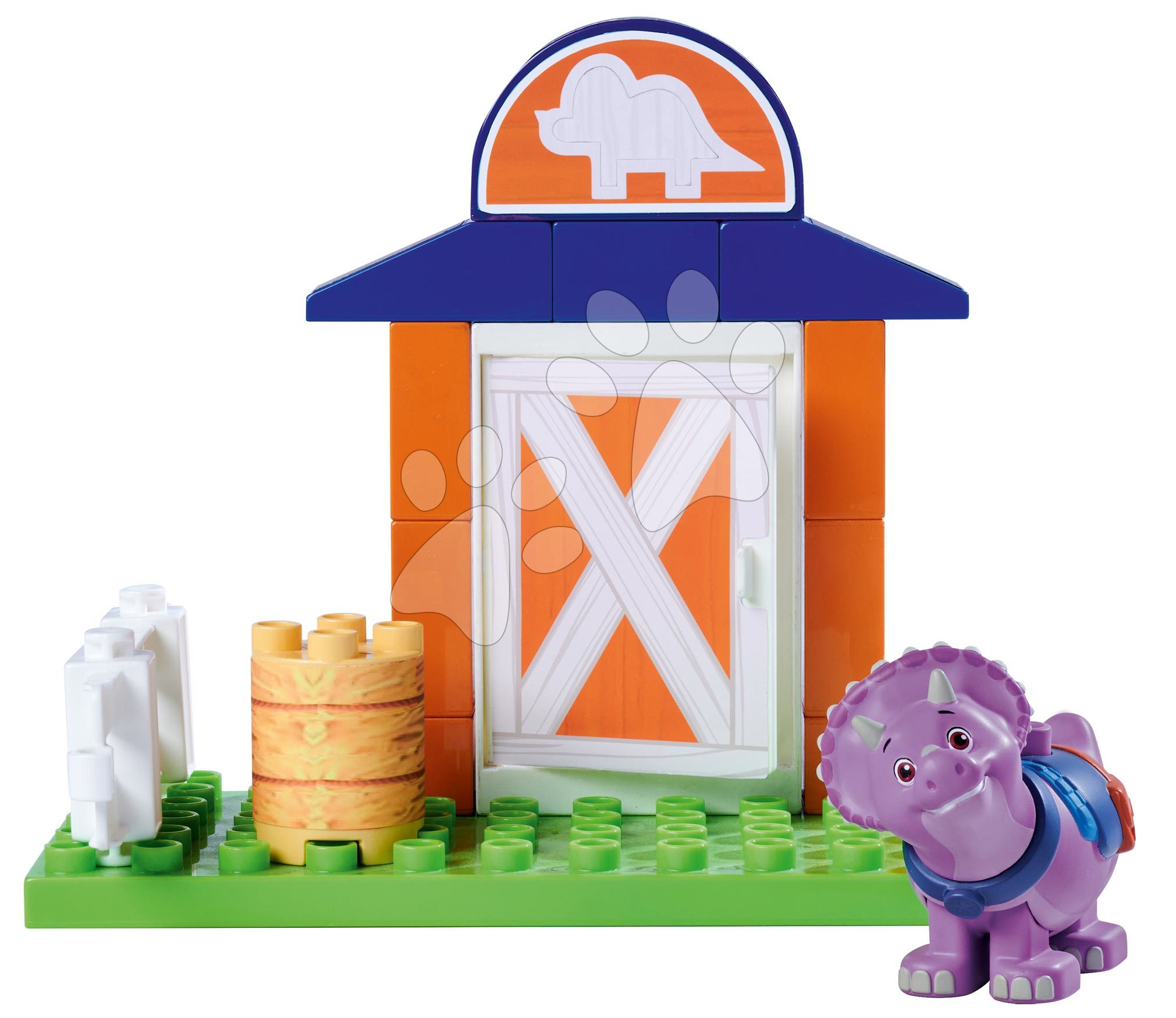 Stavebnice Dino Ranch Tango Basic Set PlayBig Bloxx BIG s figurkou dinosaurus ve stáji 16 dílů od 1,5–5 let