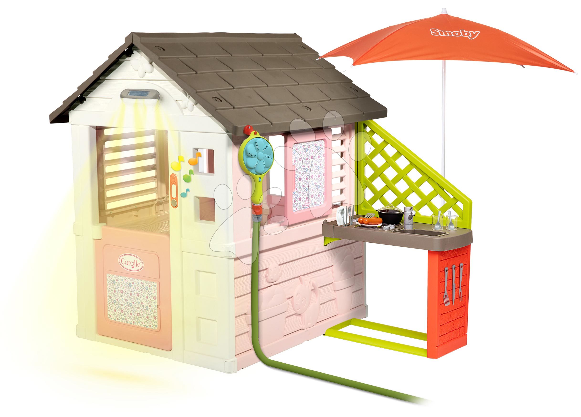 Domček Corolle Playhouse Smoby s kuchynkou pod slnečníkom a sprcha