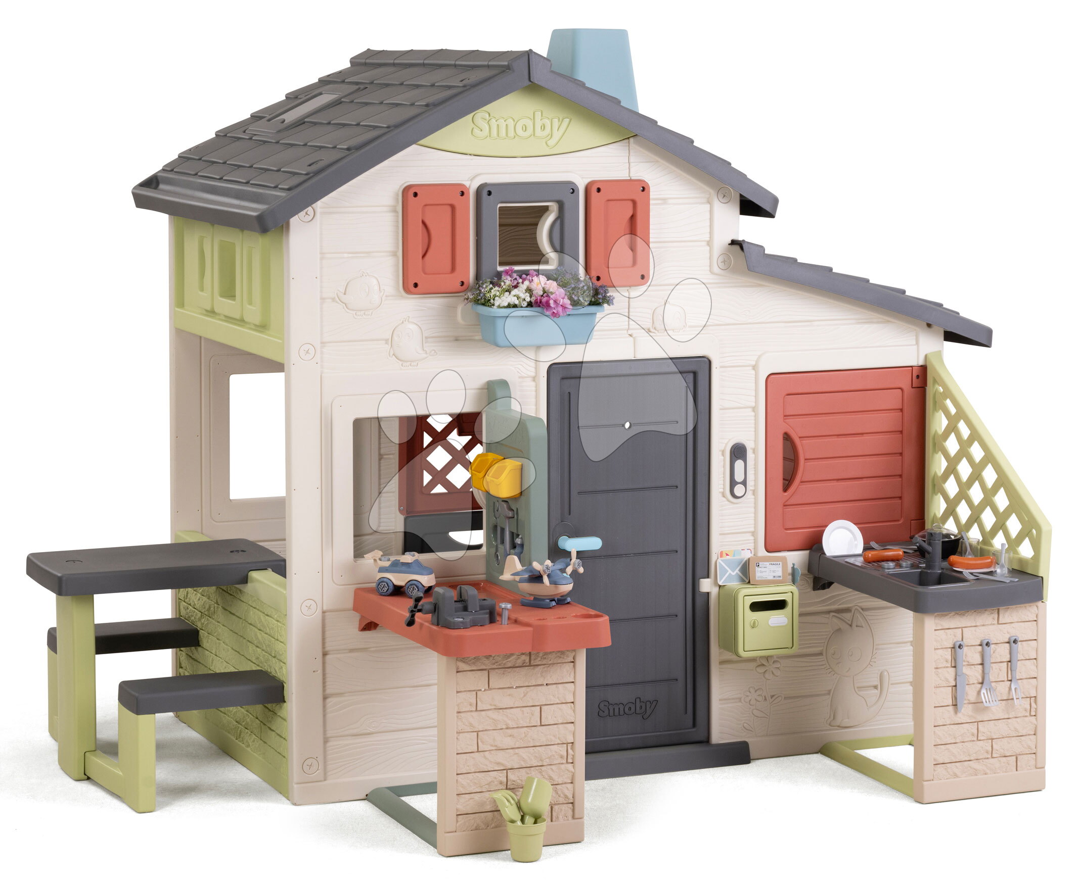 Domček Priateľov s pracovným kútikom Friends House Life Smoby rozšíriteľný s UV filtrom