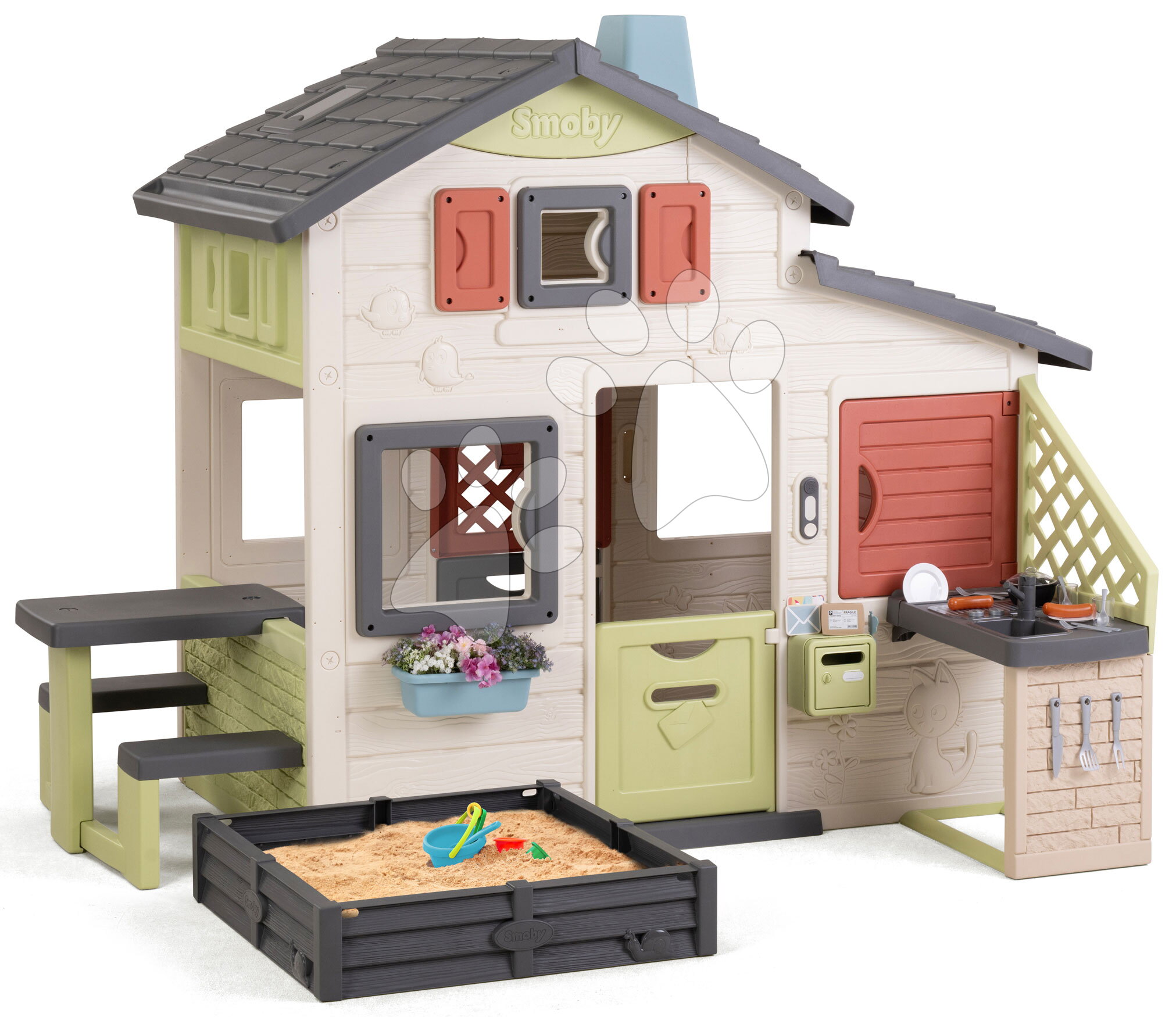 Domček Priateľov s multifunkčným pieskoviskom Friends House Life Smoby rozšíriteľný s UV filtrom
