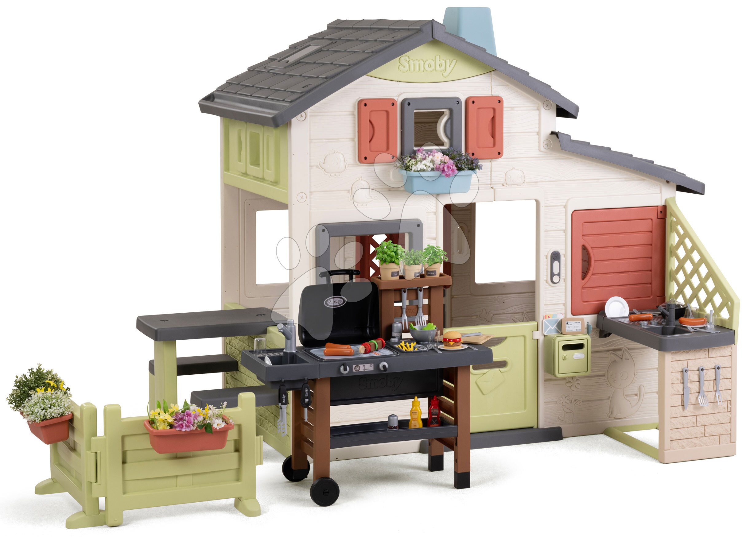 Domček Priateľov s grilom pre šéfkuchára Friends House Life Smoby rozšíriteľný s UV filtrom