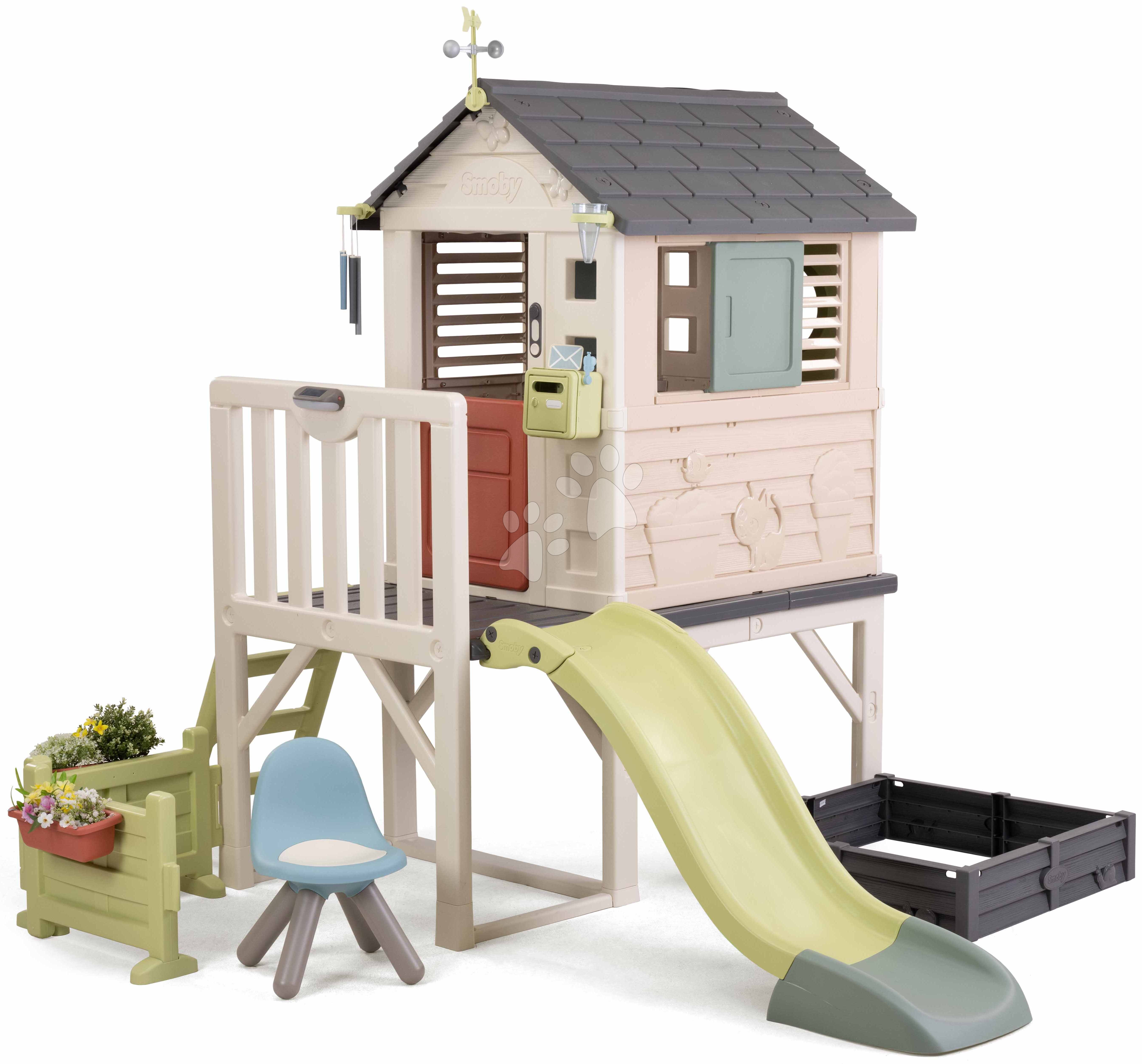 Domček na pilieroch s osvetlením House On Stilts Life Smoby so šmykľavkou a UV filtrom