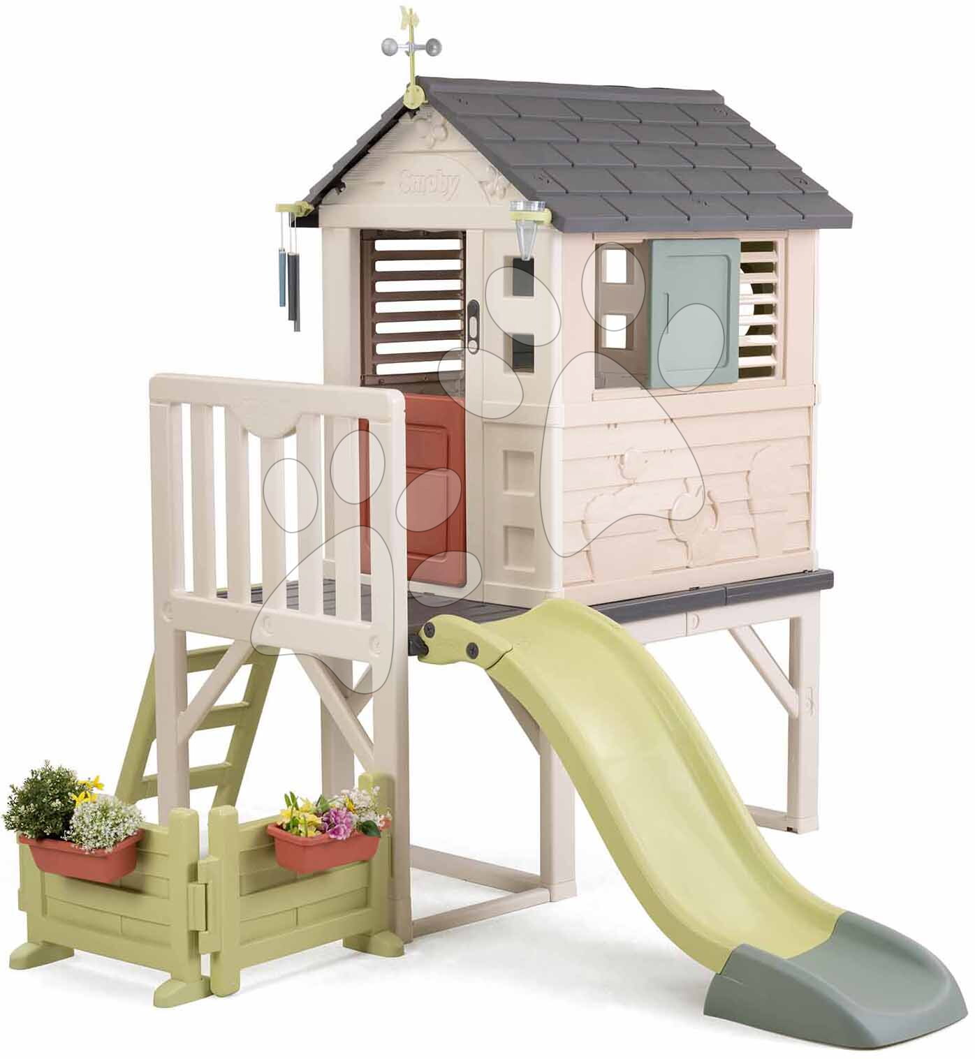 Domček na pilieroch so záhradkou House On Stilts Life Smoby so šmykľavkou a UV filtrom