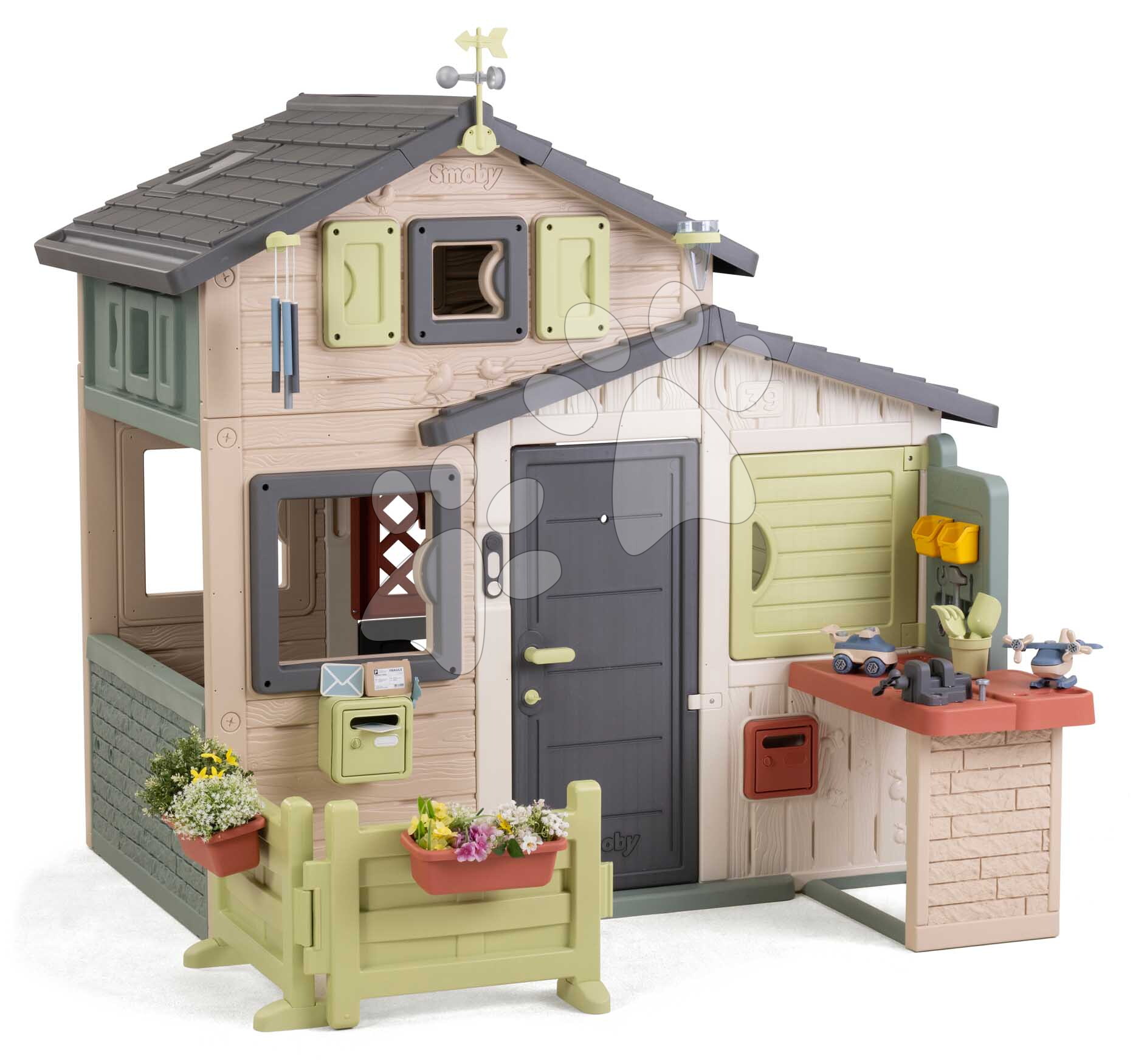 Domček Priateľov s uzamykateľnými dverami Friends Evo Playhouse Life Smoby rozšíriteľný s UV filtrom