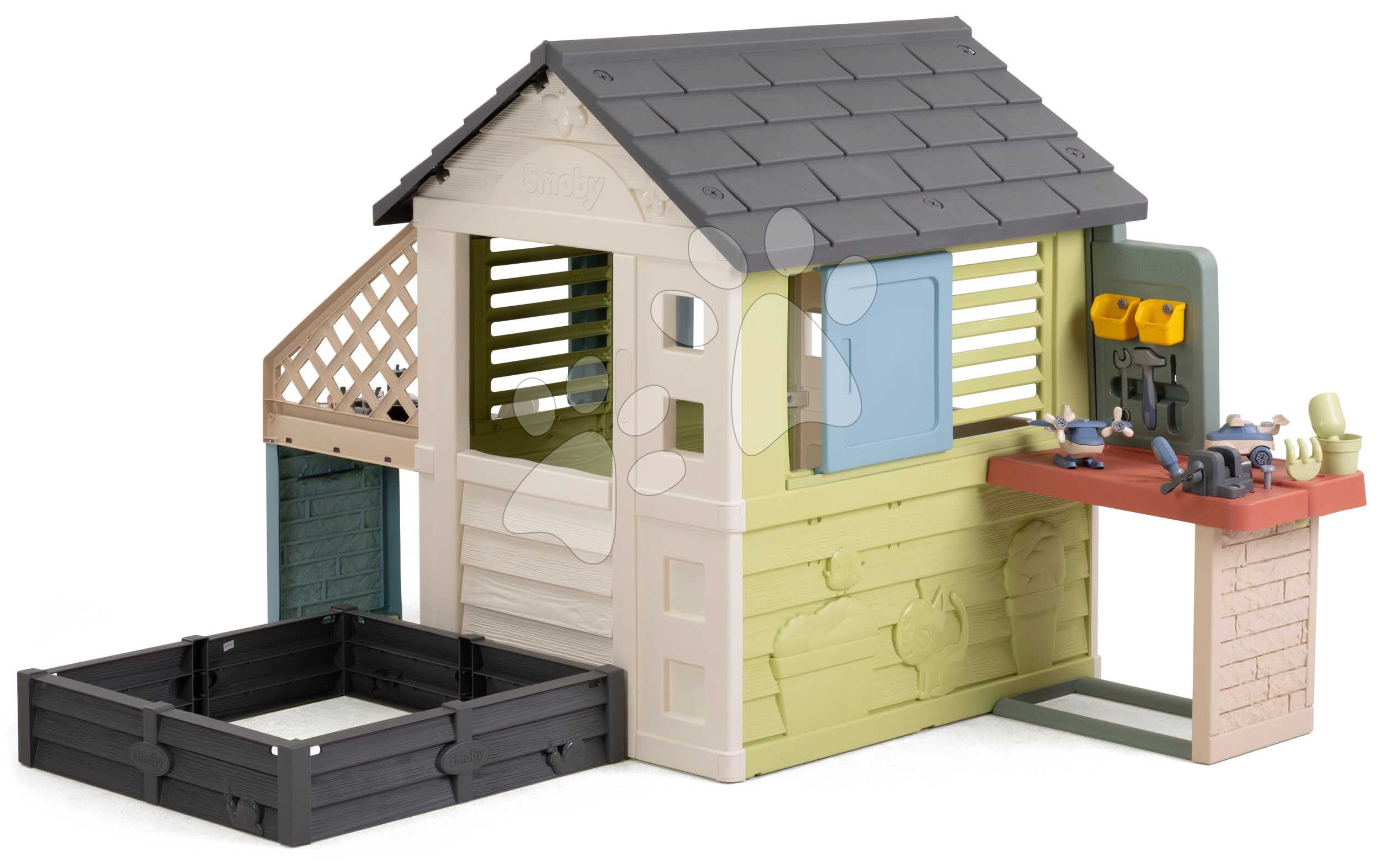 Domček s výhľadom na pieskovisko Pretty Playhouse&Kitchen Life Smoby s kuchynkou rozšíriteľný s UV filtrom od 24 mes