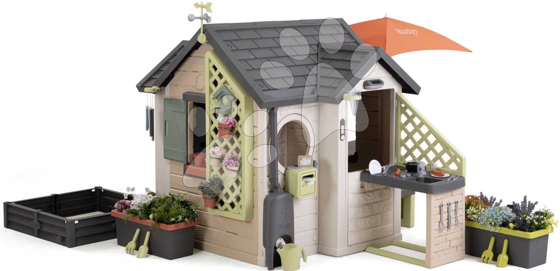 Domček Záhradník s pieskoviskom Garden House Life Smoby s kuchynkou rozšíriteľný s UV filtrom od 24 mes
