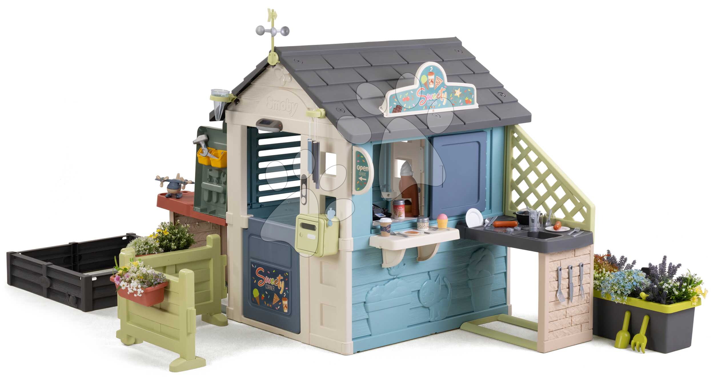 Domček Obchod s pieskoviskom Sweety Corner Playhouse Smoby s potravinami a sladkosťami s UV filtrom od 24 mes
