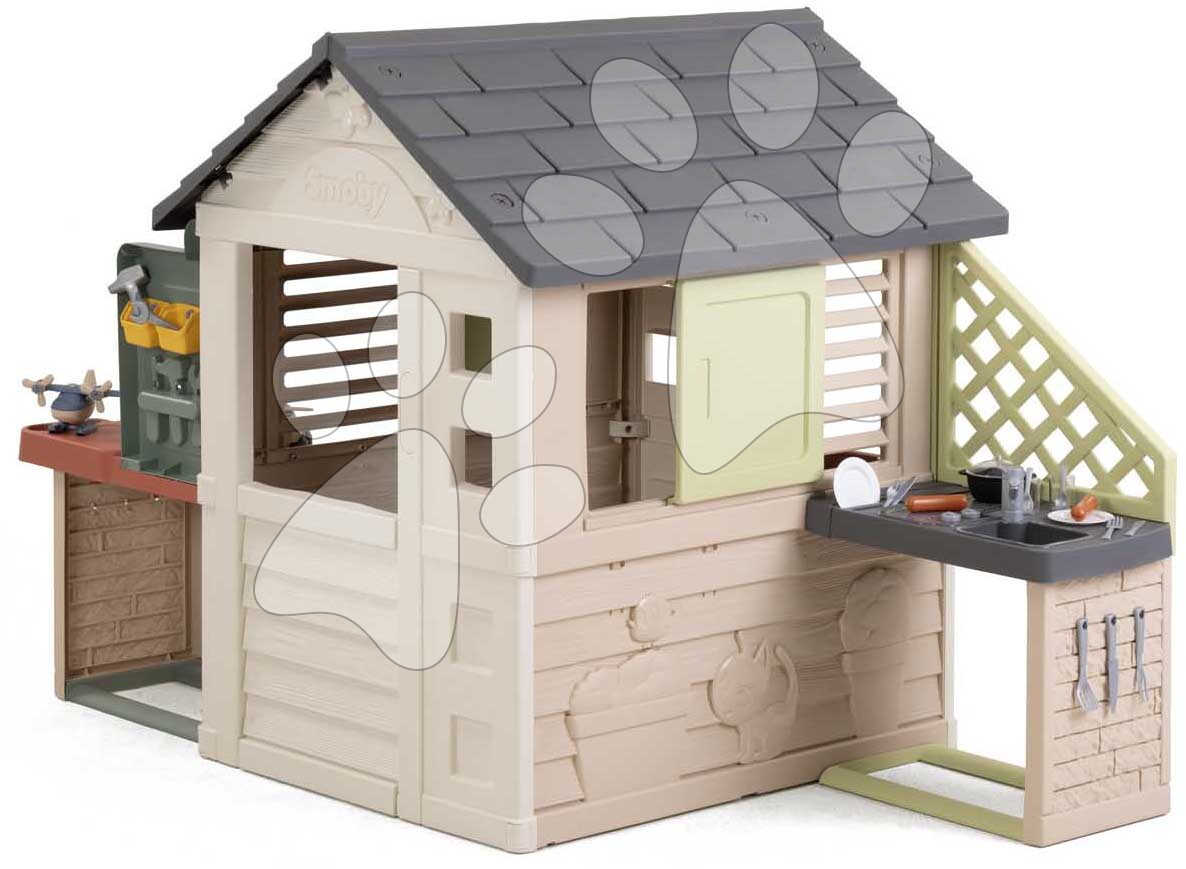 SMOBY NATURE PLAYHOUSE WORKSHOP LIFE JÁTÉKHÁZ KONYHÁVAL