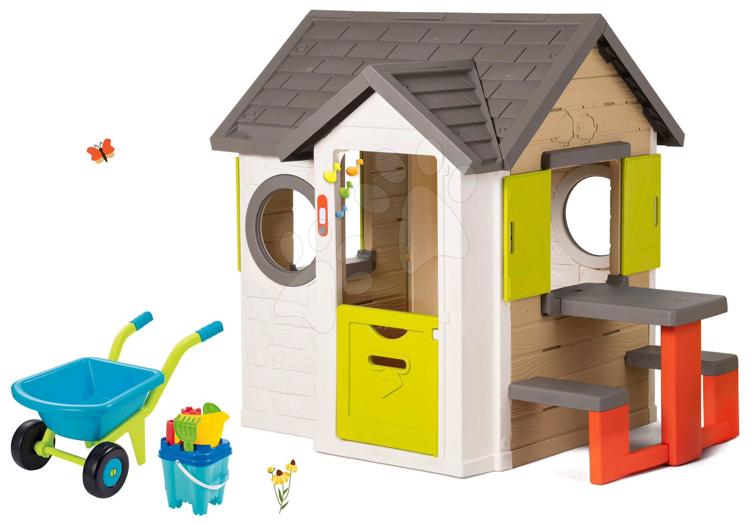 lettergreep andere Relatieve grootte My Neo House DeLuxe Smoby Playhouse Set with bell and back e