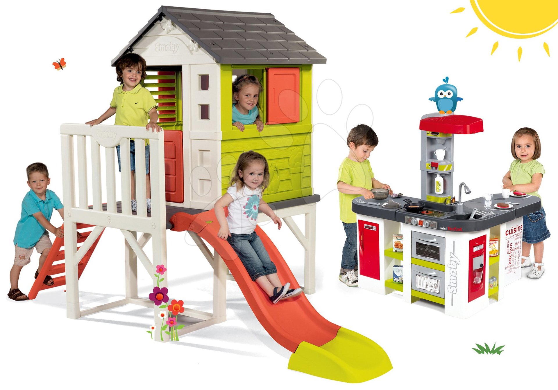 Smoby set detský domček na pilieroch Pilings House s 1,5 m šmykľavkou a kuchynka Tefal Studio XXL elektronická 810800-13
