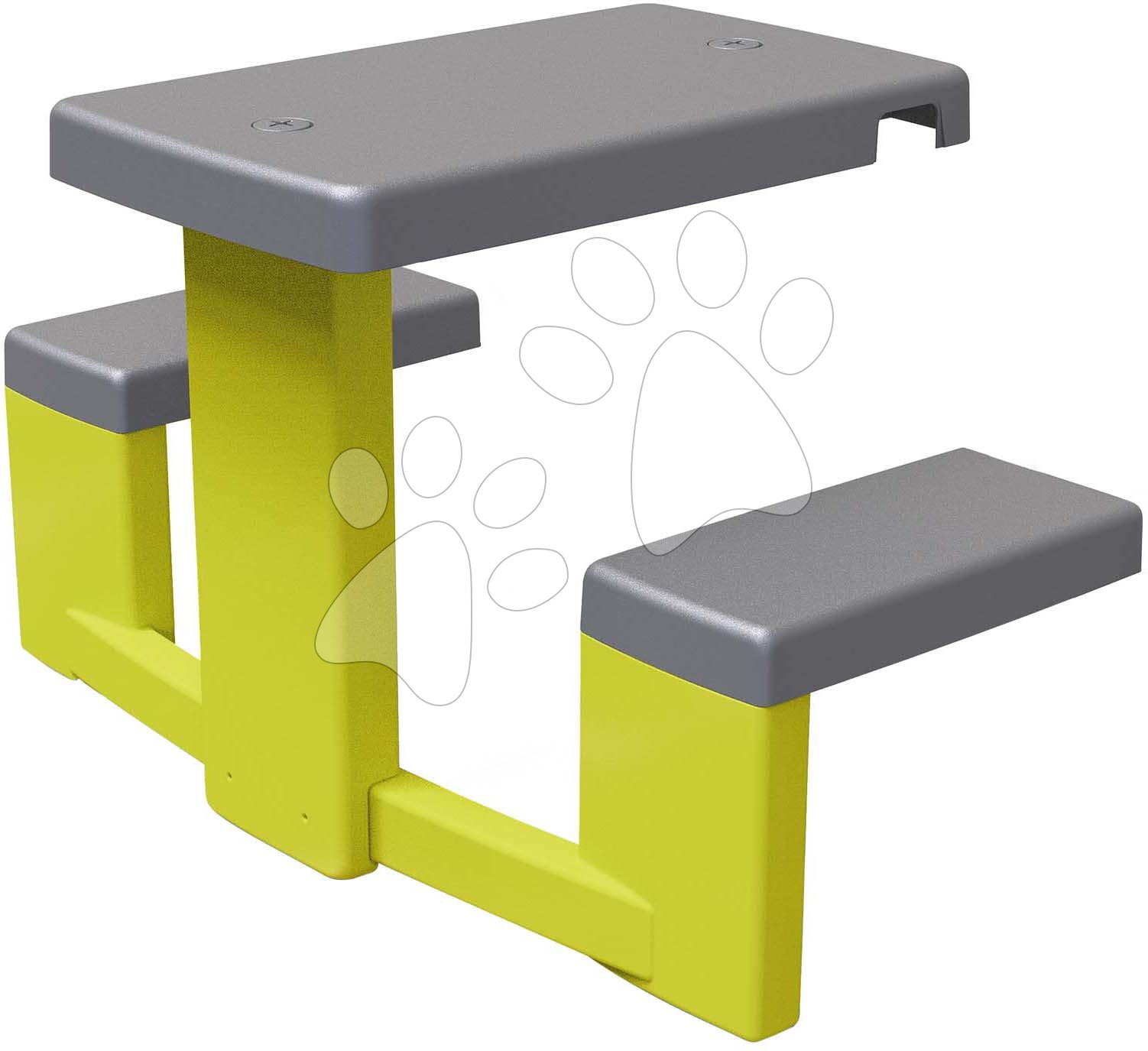 Piknik stôl s dvoma lavicami k domčekom Smoby s možnosťou upevnenia slnečníka a spoločenskej hry s UV fitrom od 24 mes