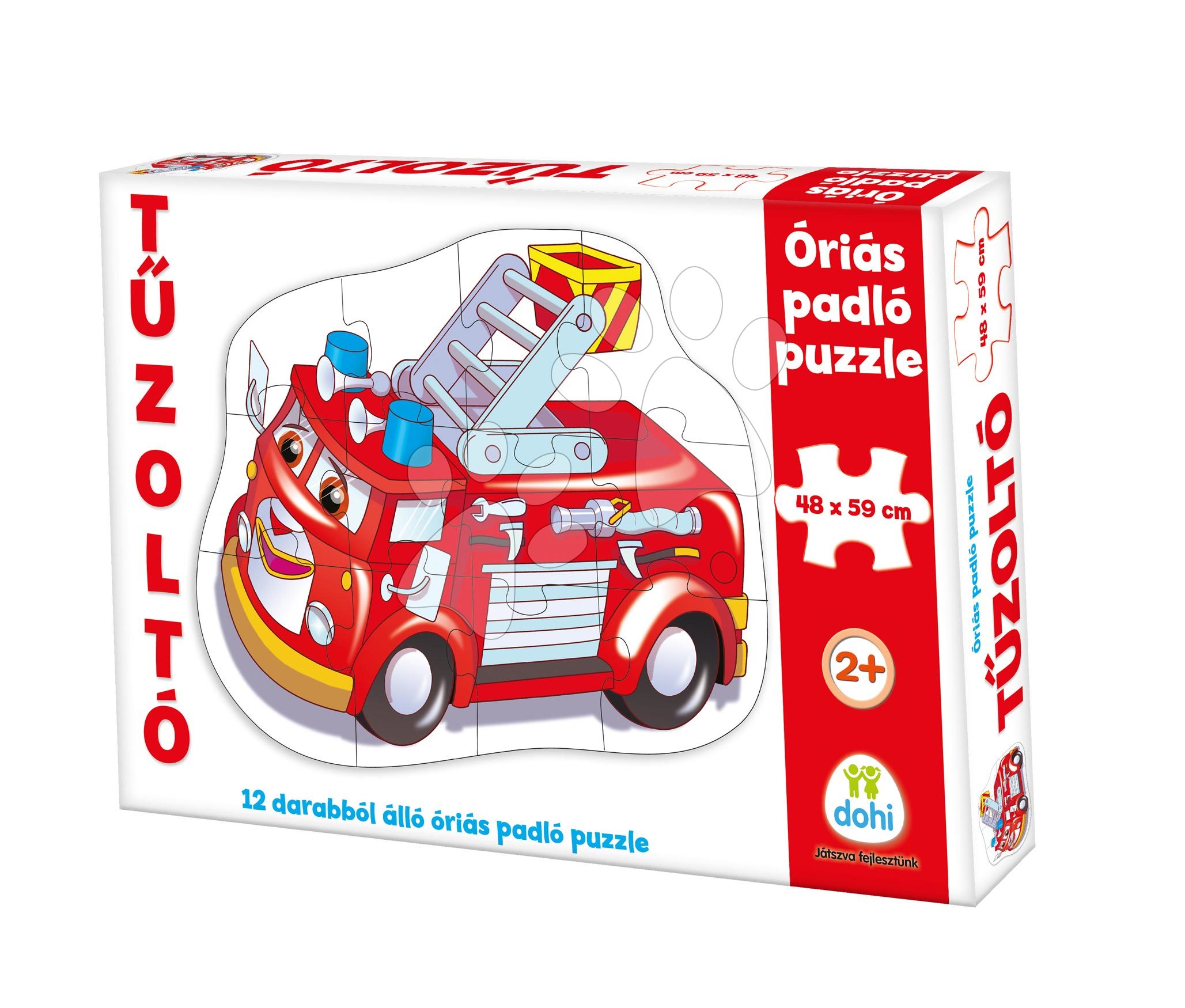 Puzzle podlahové požiarne auto Dohány veľké 12 dielov od 24 mes