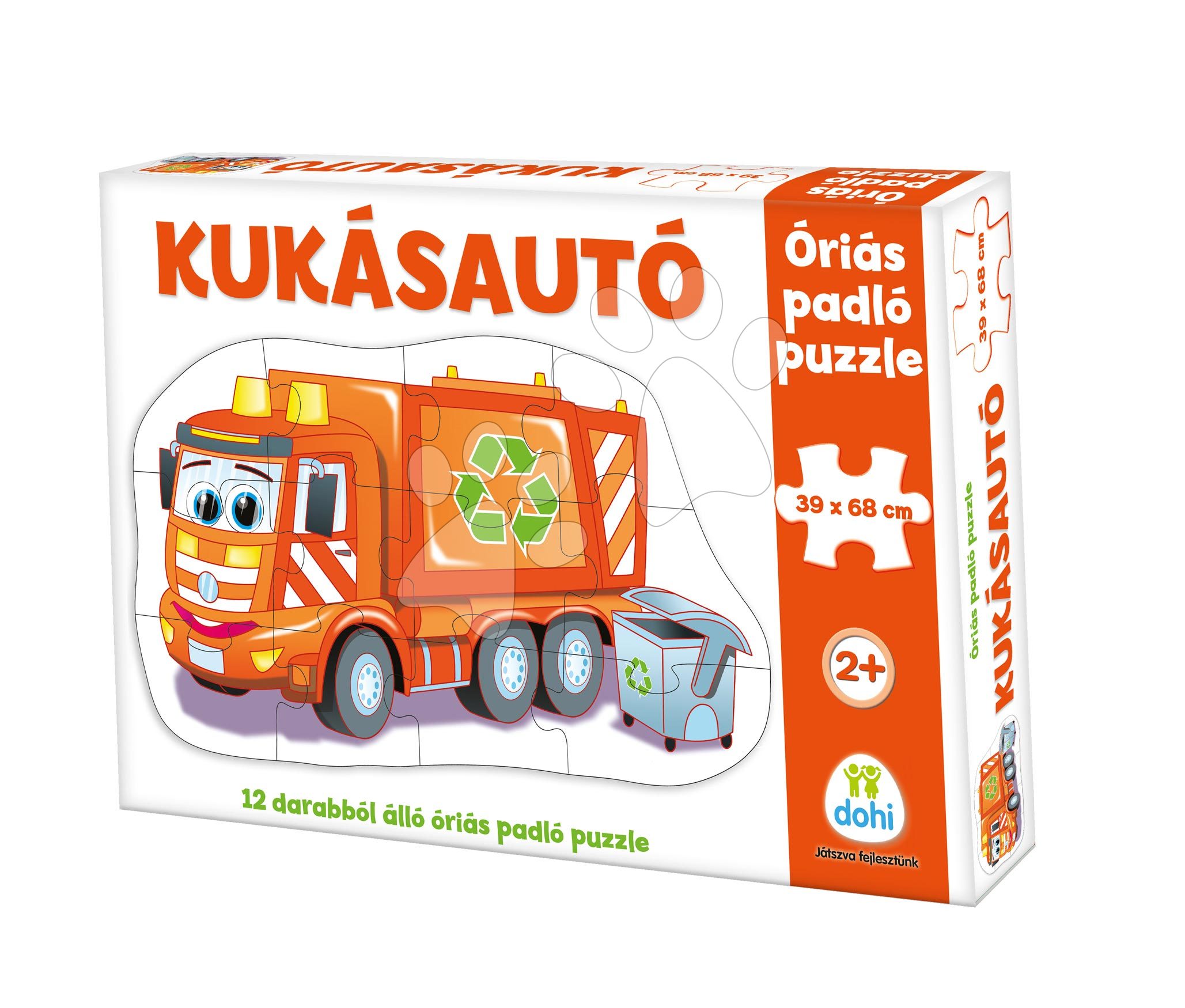 Puzzle podlahové smetiarske auto auto Dohány veľké 12 dielov od 24 mes