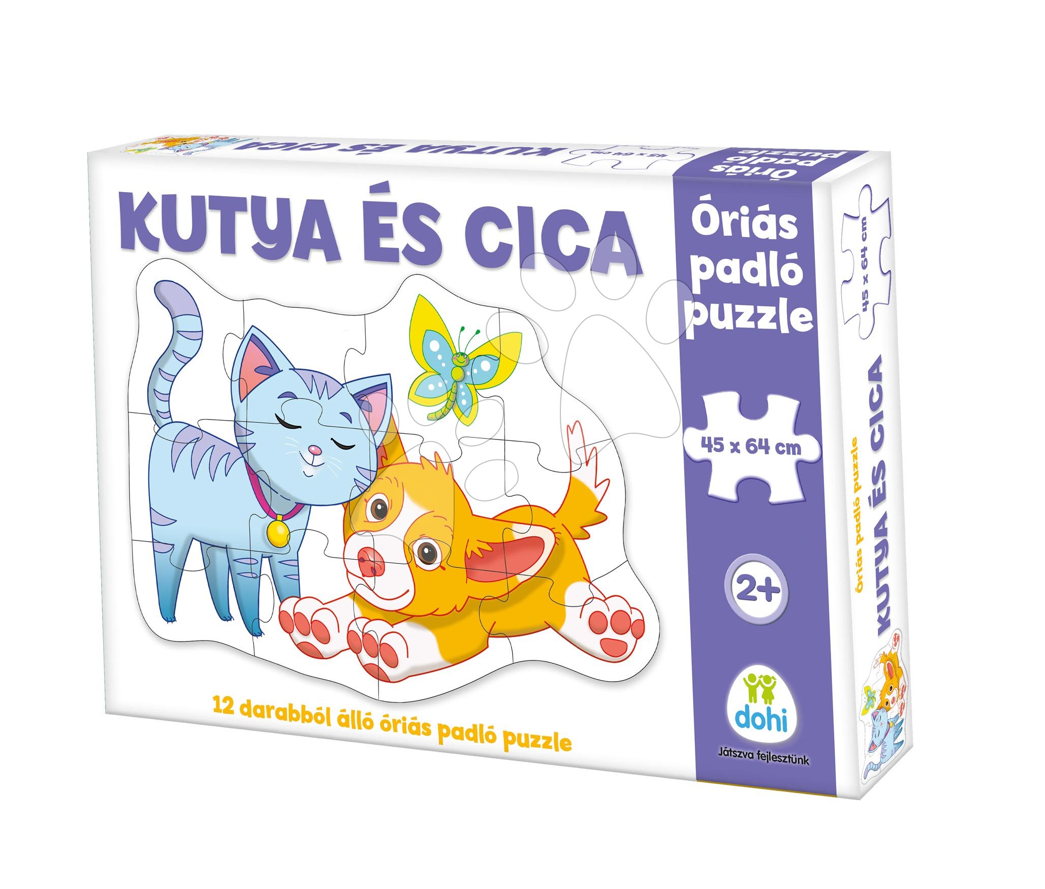 Puzzle podlahové psík a mačička Dohány veľké 12 dielov od 24 mes