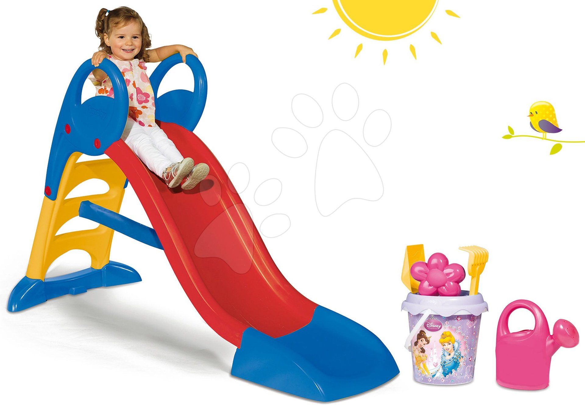 Smoby set šmykľavka Toboggan KS s vodou a vedro set do piesku Princezné 820500-6B