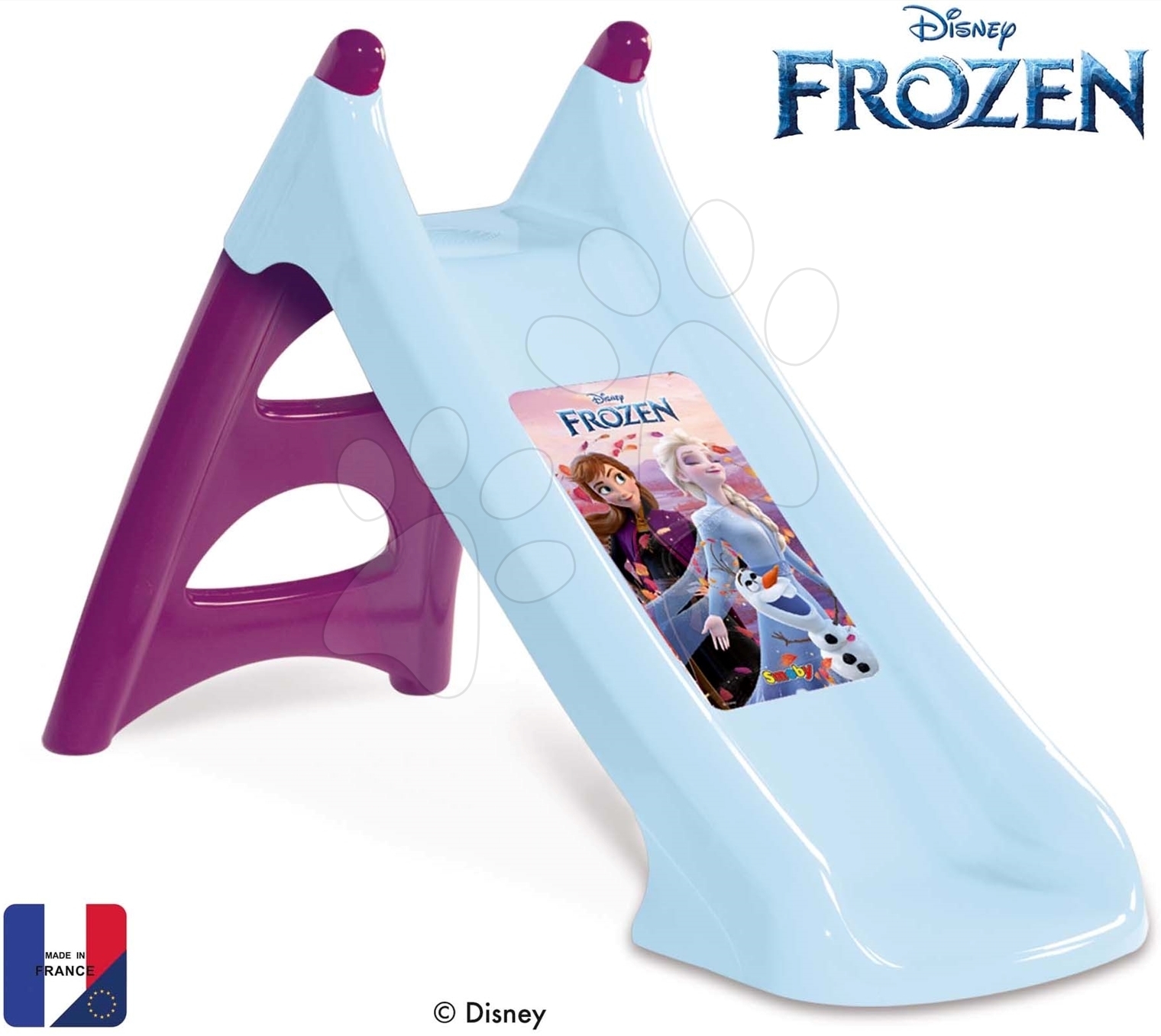 Tobogani za otroke - Tobogan vodni Frozen XS Slide Smoby 90 cm z možnostjo priklopa na vodo in UV filter od 24 mes
