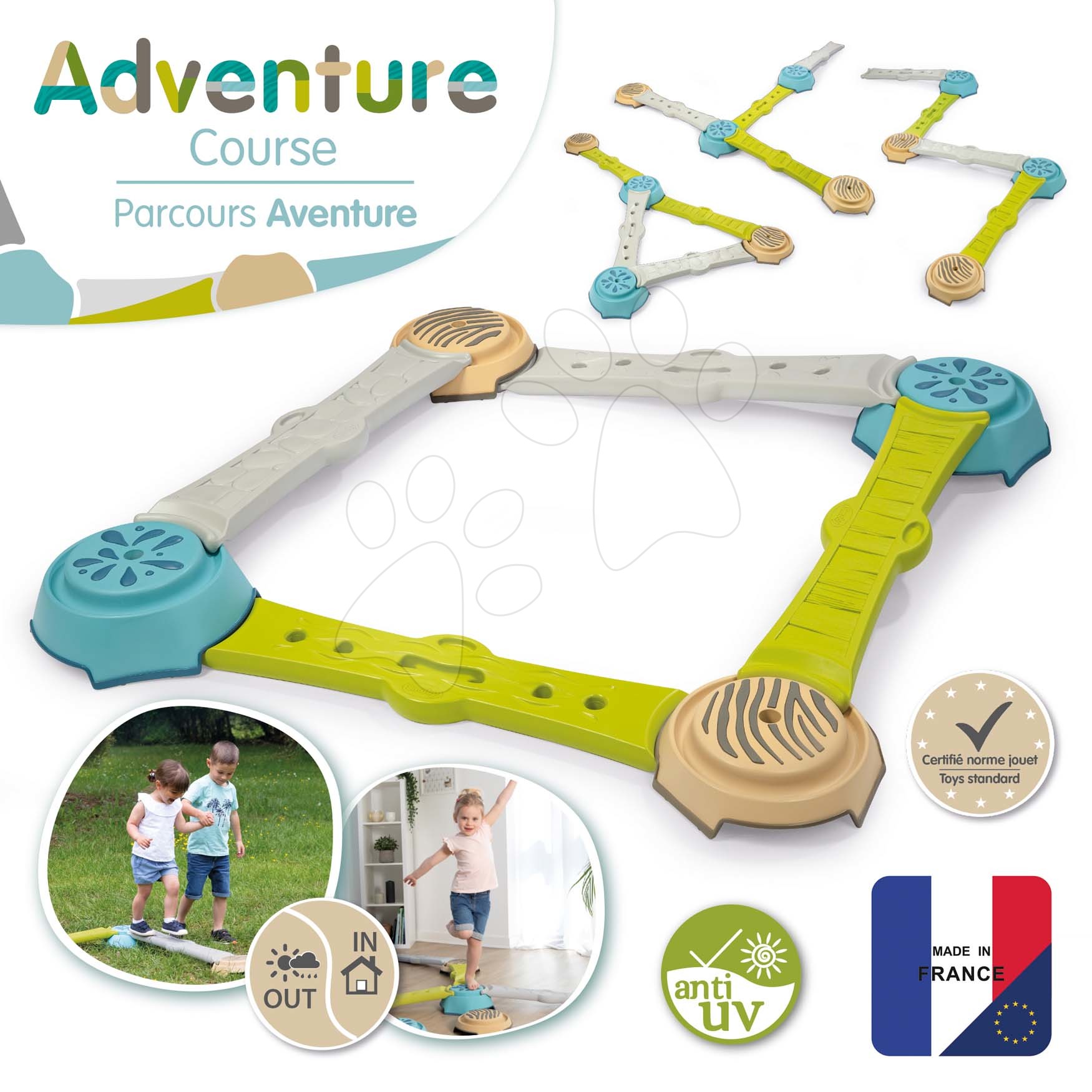 Kinderklettergerüste  - Abenteuerstrecke Adventure Course Smoby 4 Gehwege und 4 Stützpunkte für die Entwicklung der motorischen Sinne der Kinder ab 24 Monaten SM840400