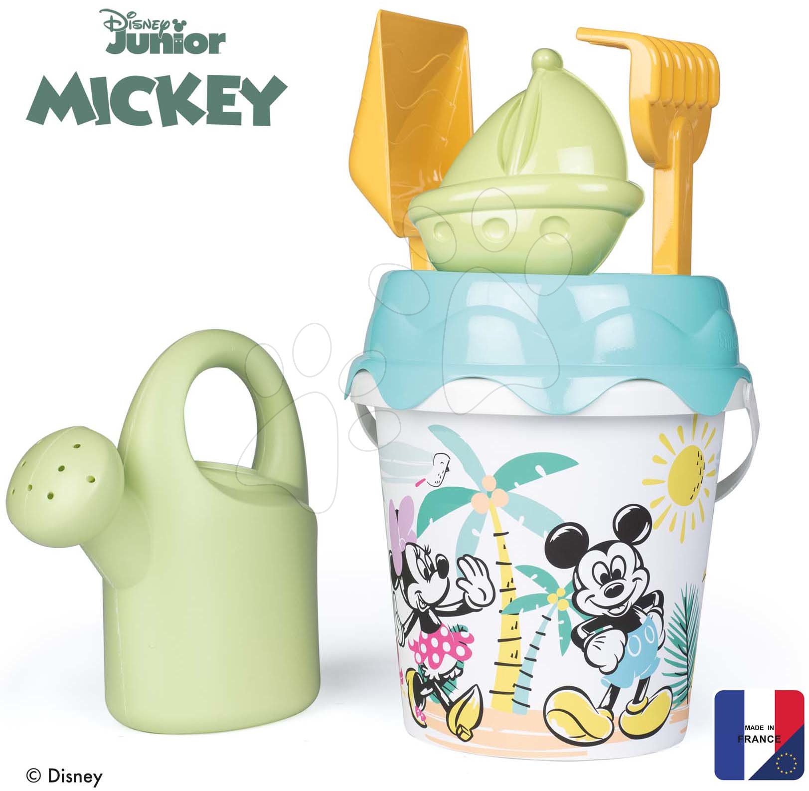 Vedro set z cukrovej trstiny Mickey Bio Sugar Cane Bucket Smoby 6 dielov - z kolekcie Smoby Green 100% recyklovateľné od 18 mes