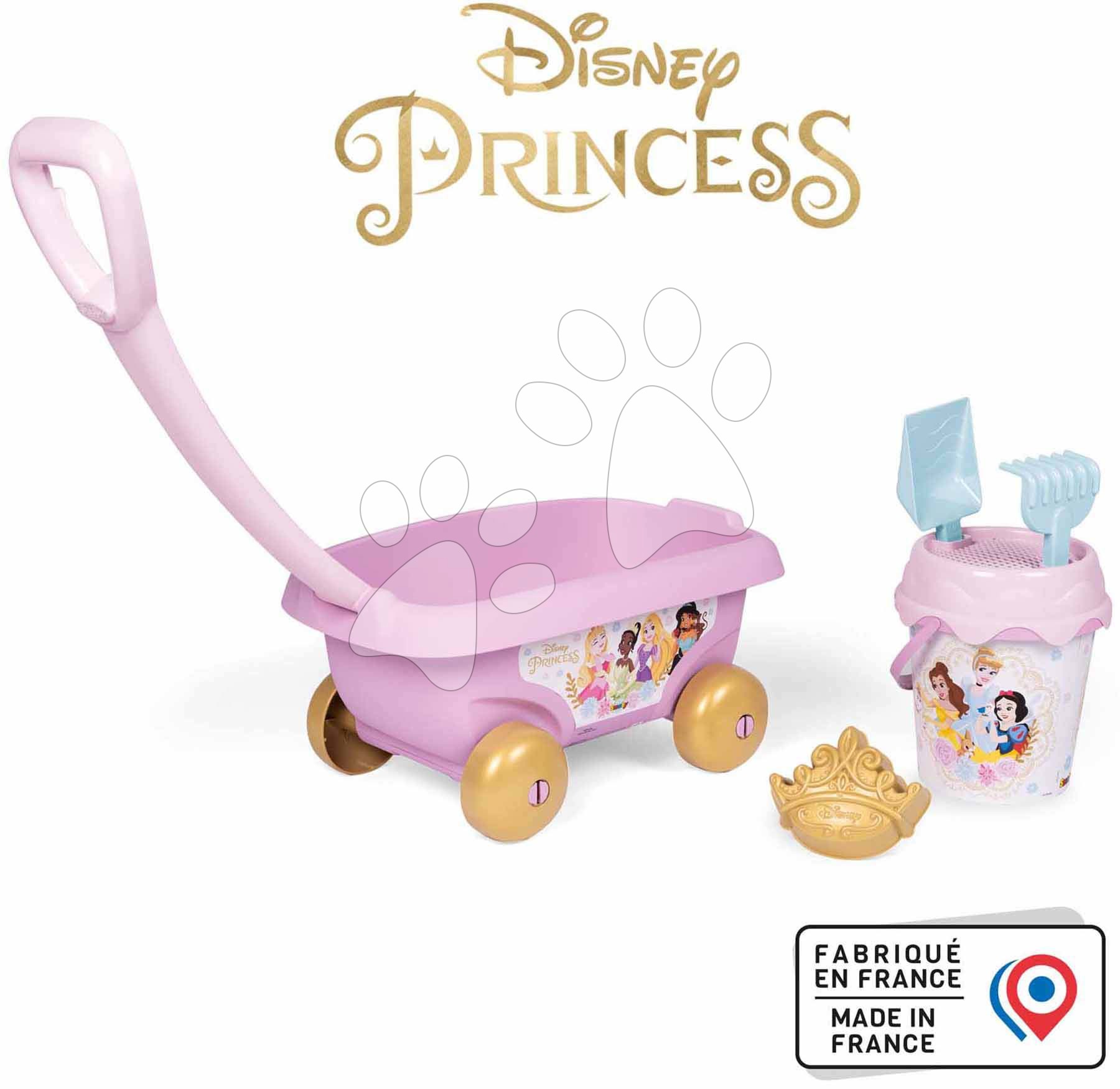 E-shop Vozík na ťahanie Disney Princess Garnished Beach Cart Smoby s vedro setom od 18 mes