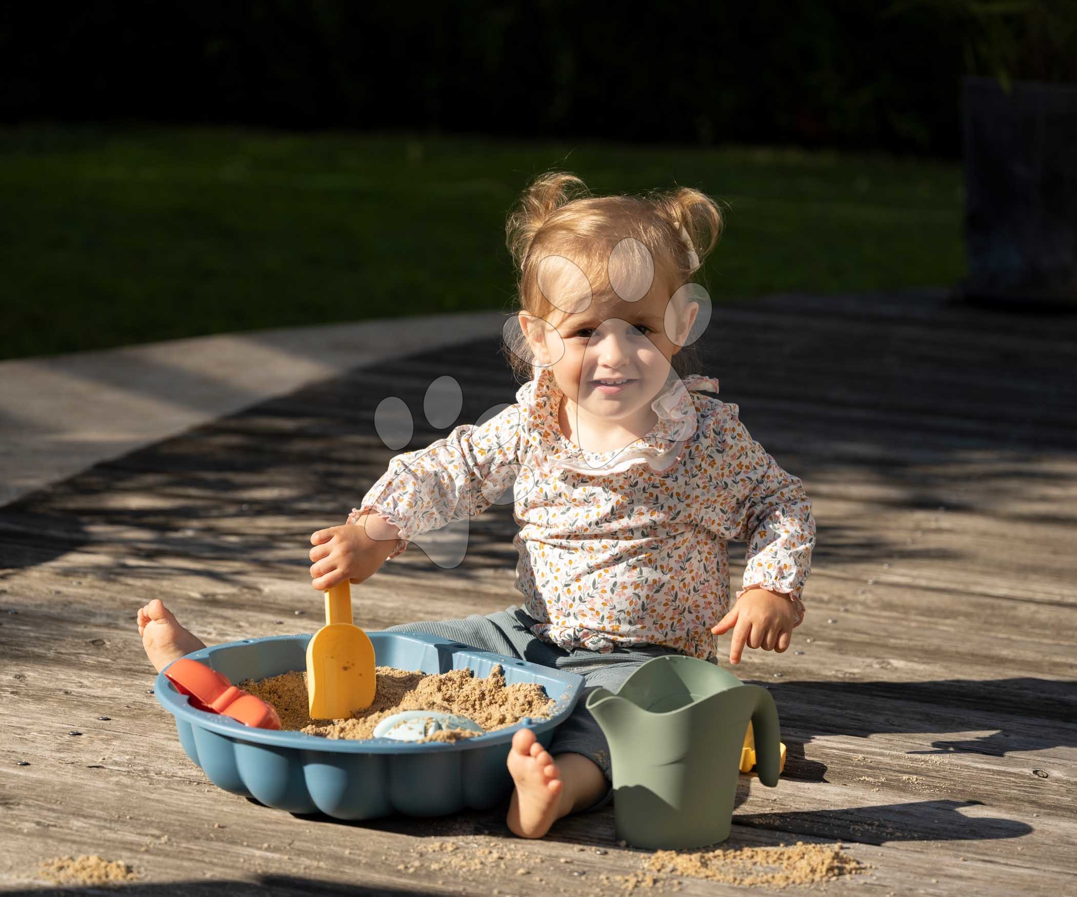 Smoby Life - Mini Sabbiera Doppia A Forma Di Conchiglia, Con Accessori, In Plastica Riciclata, Dai 18 Mesi, Prodotto In Francia
