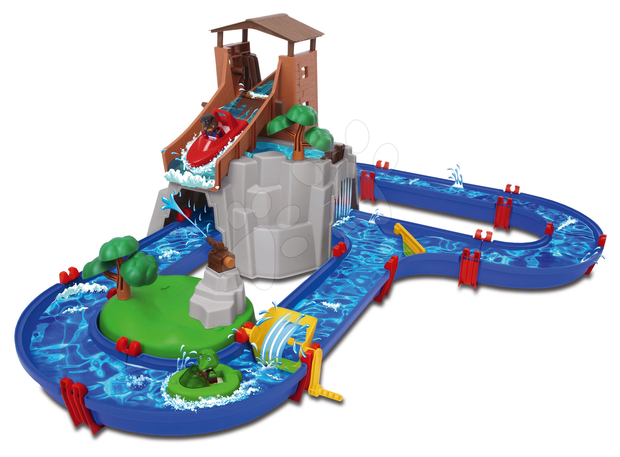 Vízi pálya Adventure Land AquaPlay kalandok a vízesés alatt 2 figurával a hegyi toronyban és vízágyúval