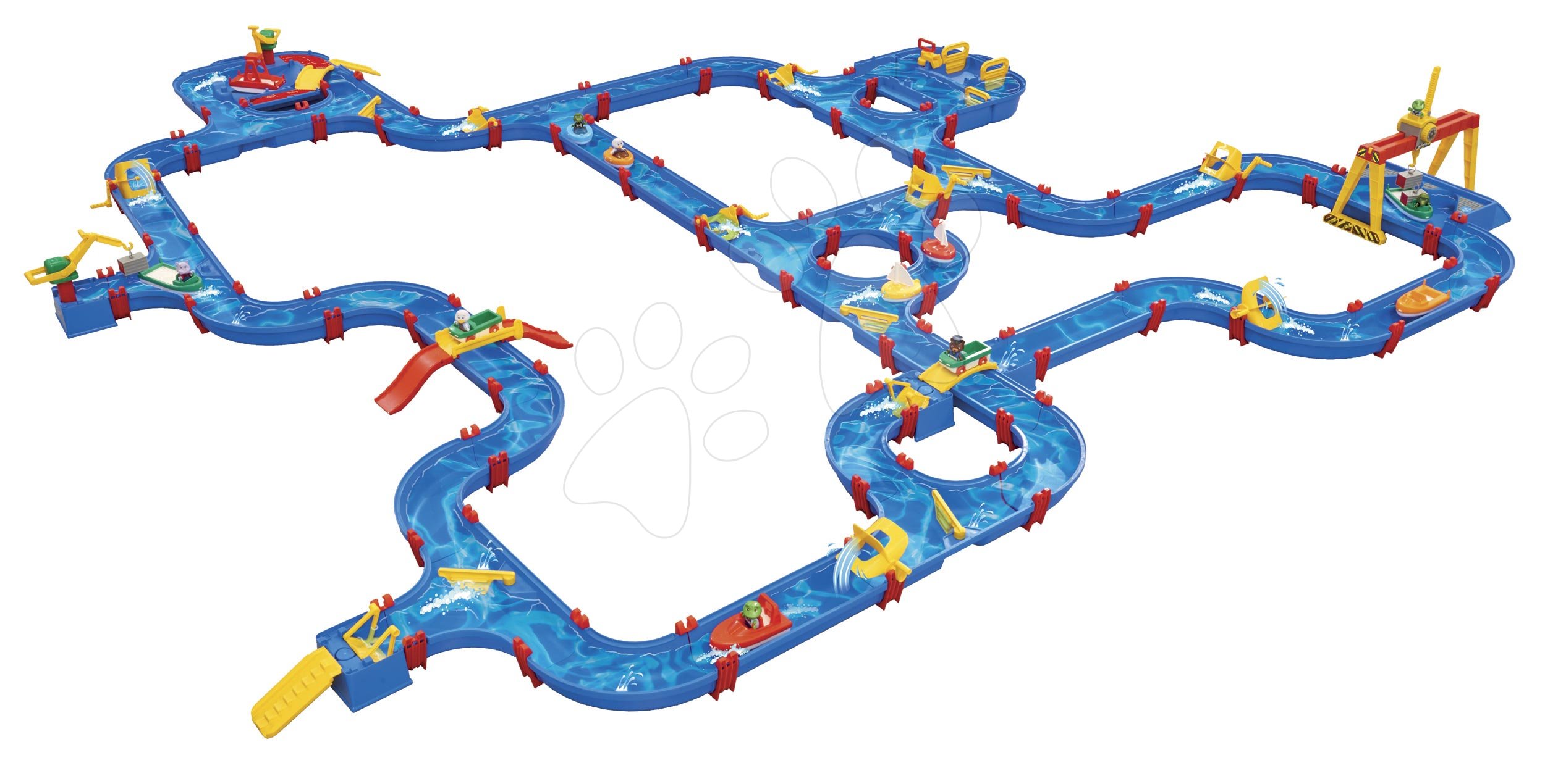 Vodní dráha Gigaset AquaPlay extra velká s 11 loďkami 8 figurkami přehradou jeřábem a množstvím vzrušujících cest