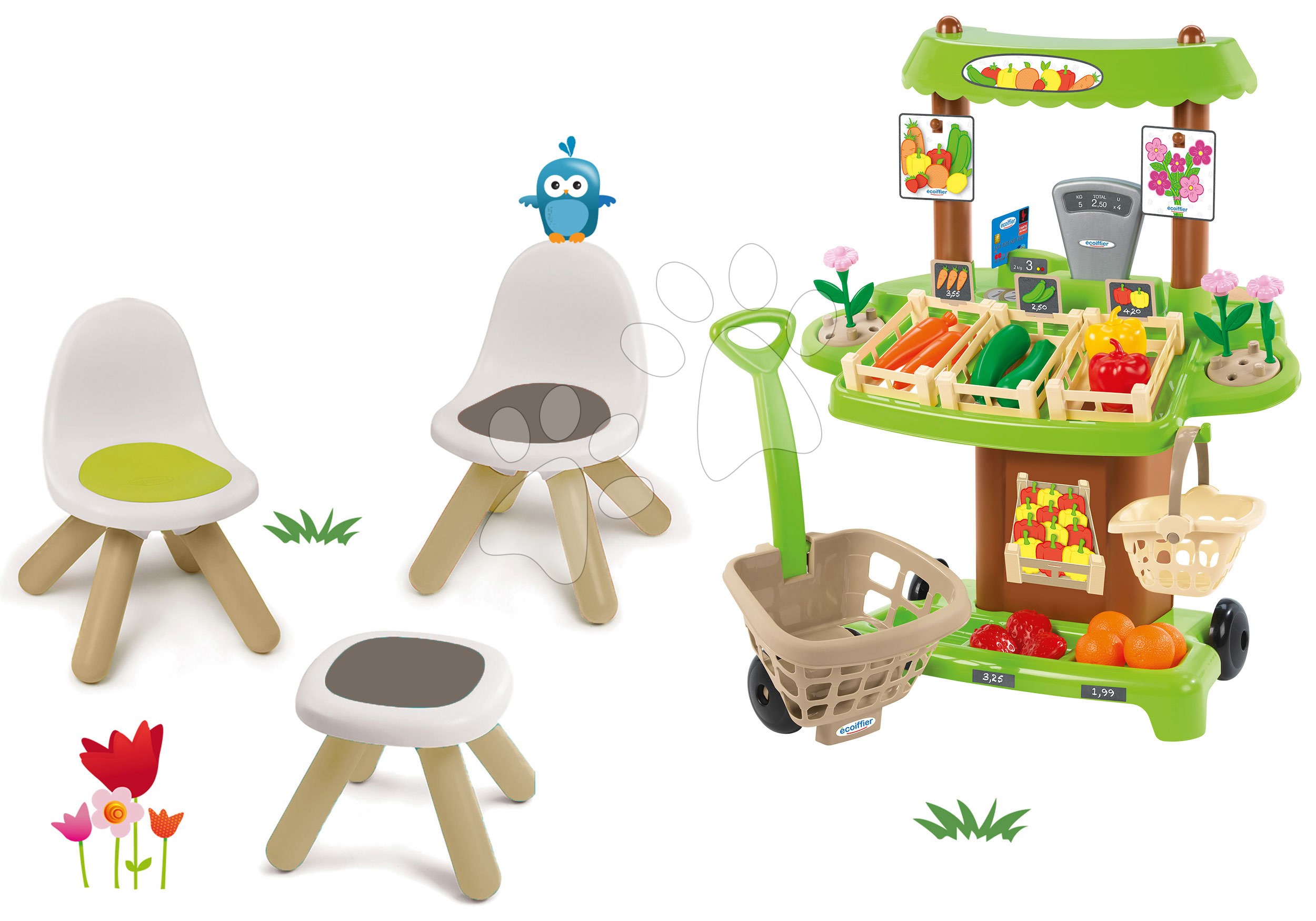 Smoby set detský piknikový stôl so stoličkami a Écoiffier stánok so zeleninou 880200A-3