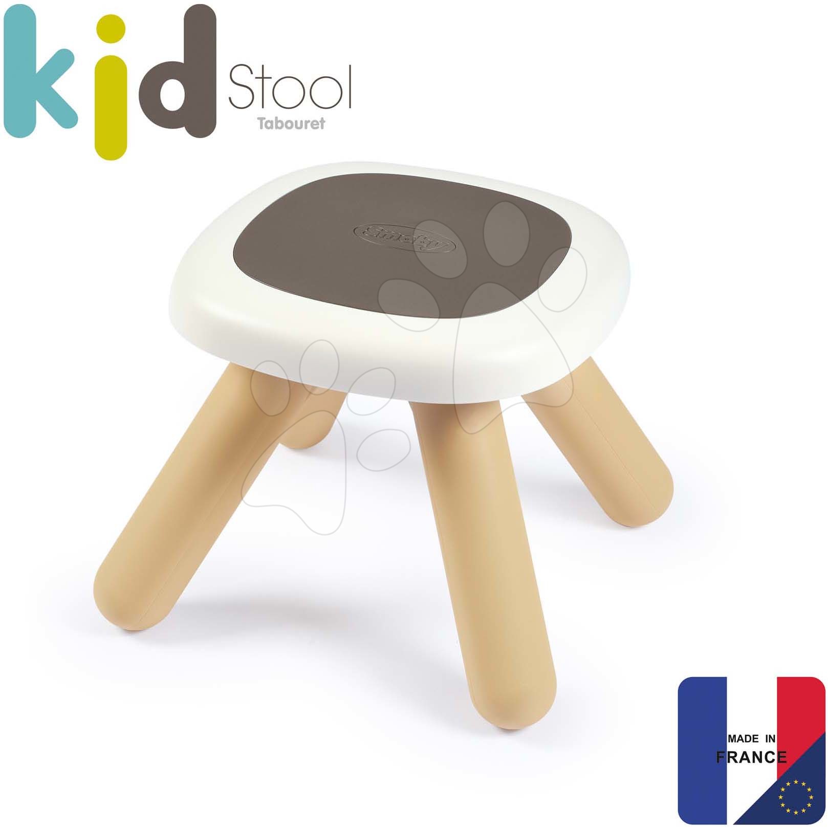 Otroško vrtno pohištvo - Tabure za otroke Kid Furniture Stool Grey Smoby 2v1 siv z UV filtrom 50 kg nosilnost 27 cm višina od 18 mes