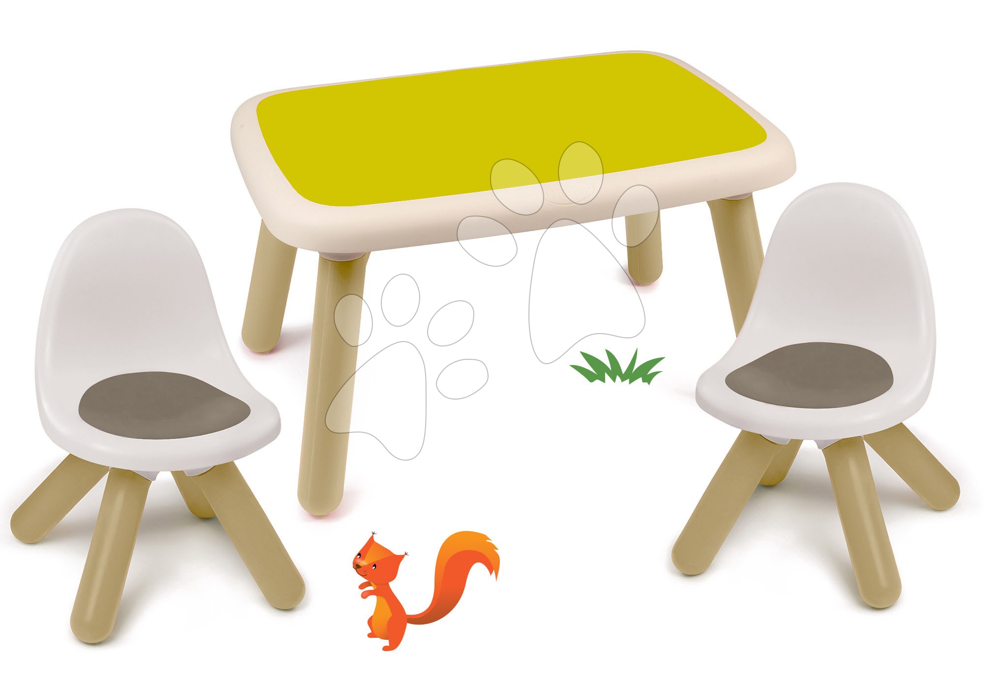 Detský záhradný nábytok sety - Set stôl pre deti KidTable zelený Smoby s dvoma stoličkami s UV filtrom