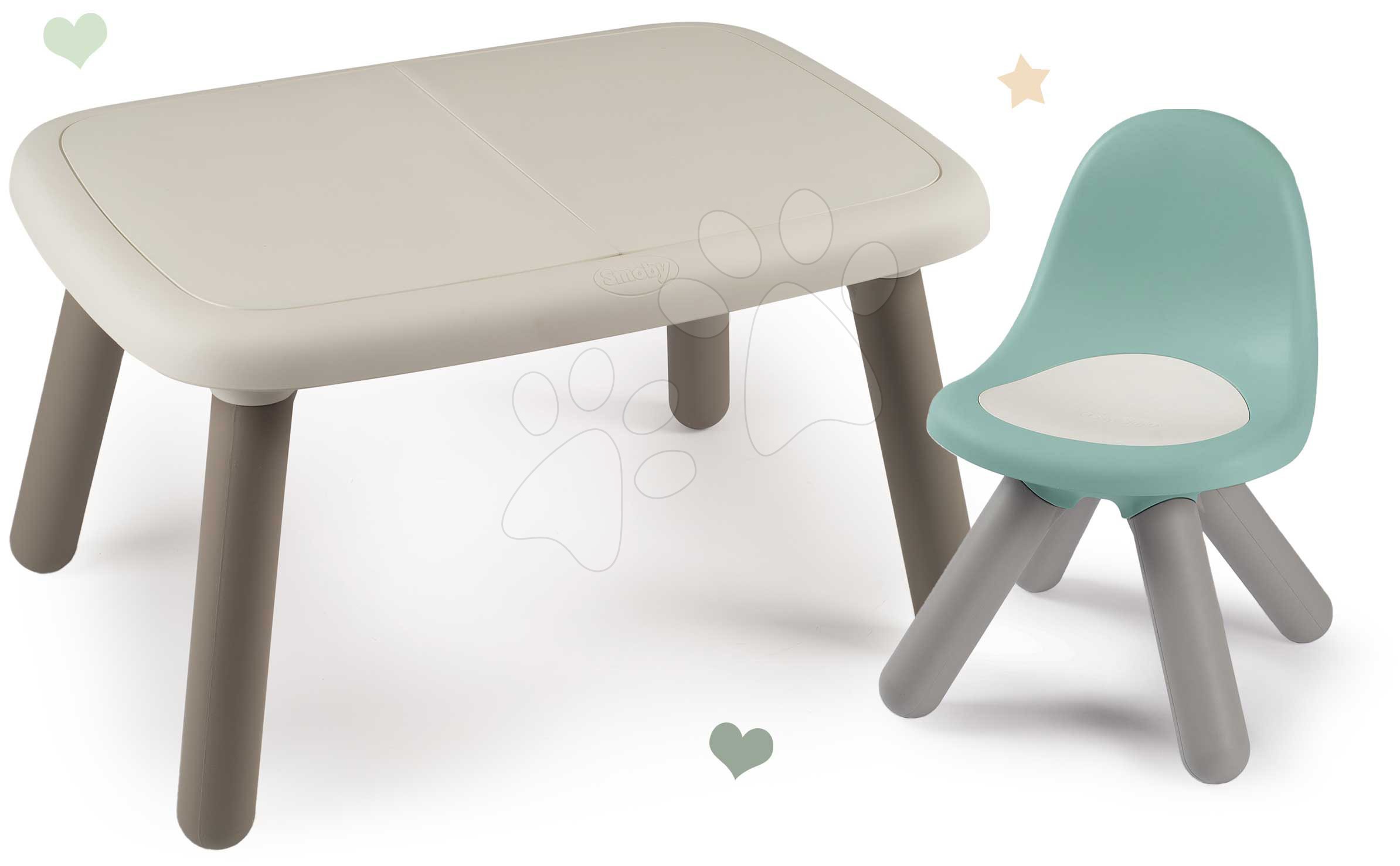 Set stůl KidTable White Smoby šedokrémový výška 45 cm se židlí s anti UV filtrem