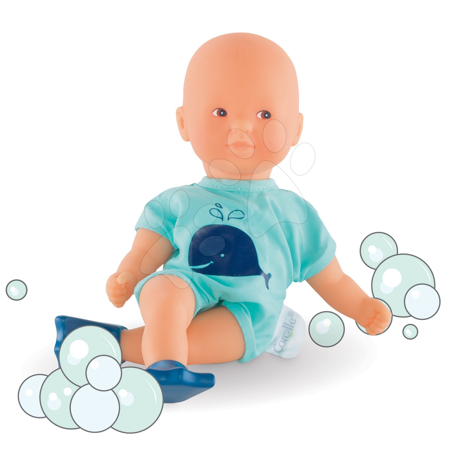 Játékbaba Mini Bath Blue Corolle barna szemekkel és uszonnyal 20 cm 18 hó-tól