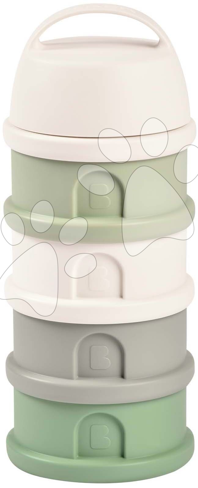 Dávkovač sušeného mléka Formula Milk Container Beaba 4dílný Cotton White Sage Green šedo-zelený od 0 měsíců