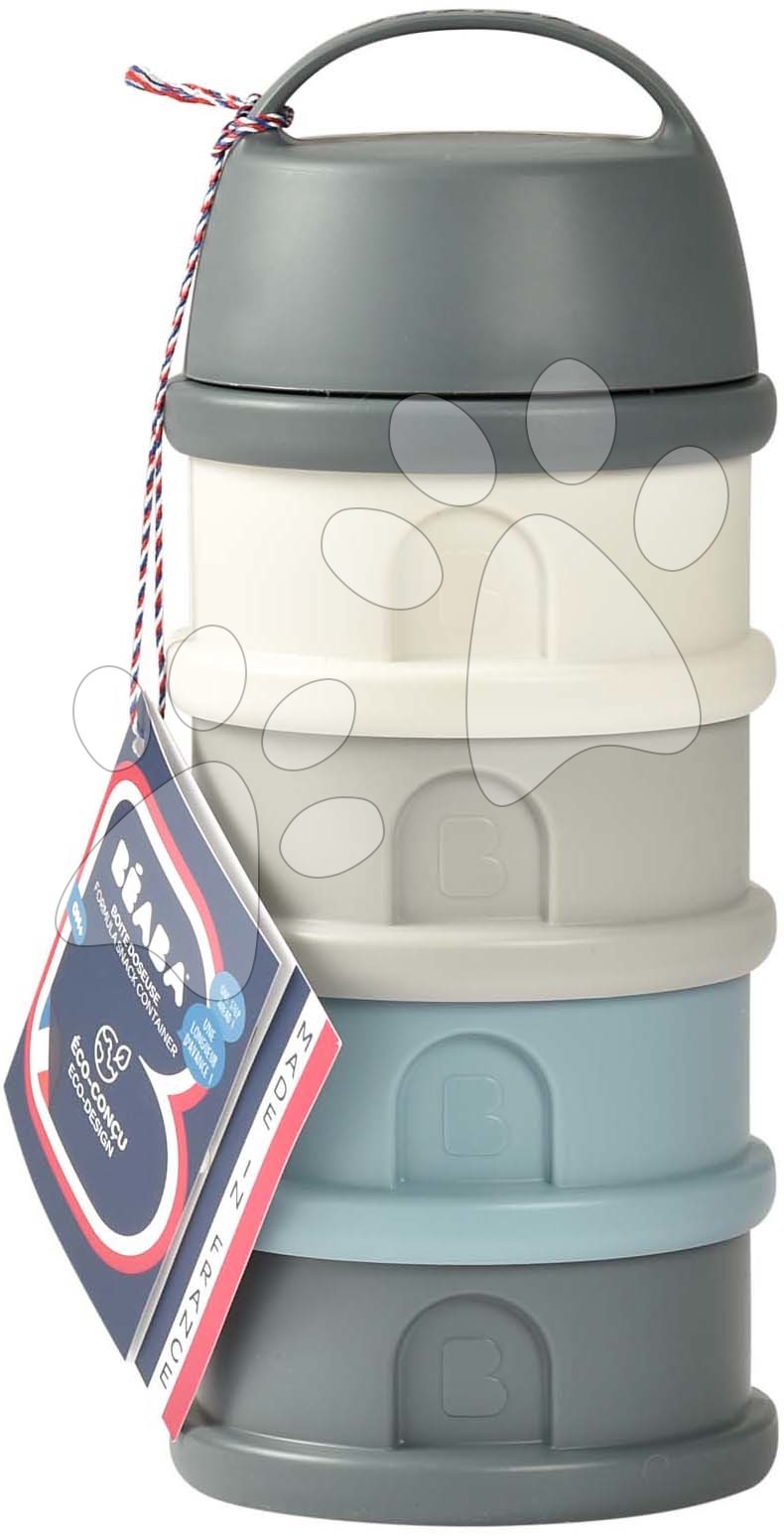 Dávkovač sušeného mléka Formula Milk Container Beaba 4dílný Mineral Grey Blue šedo-modrý od 0 měsíců