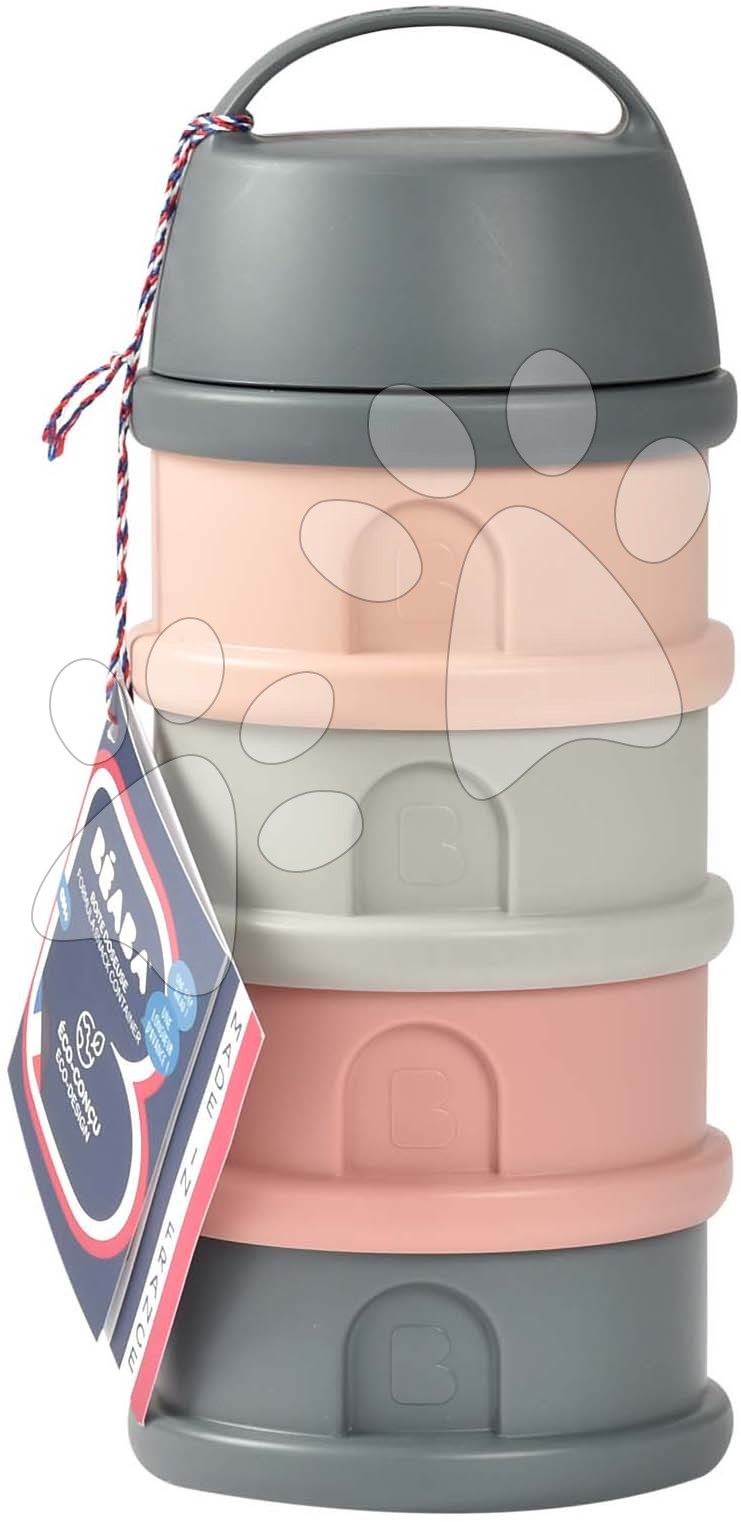E-shop Dávkovač sušeného mlieka Formula Milk Container Beaba 4-dielny Mineral Grey Pink sivo-ružový od 0 mes