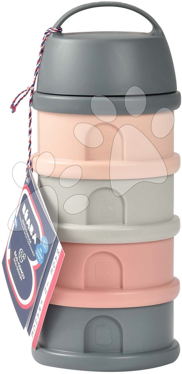 Dávkovač sušeného mléka Formula Milk Container Beaba 4dílný Mineral Grey Pink šedo-růžový od 0 měsíců