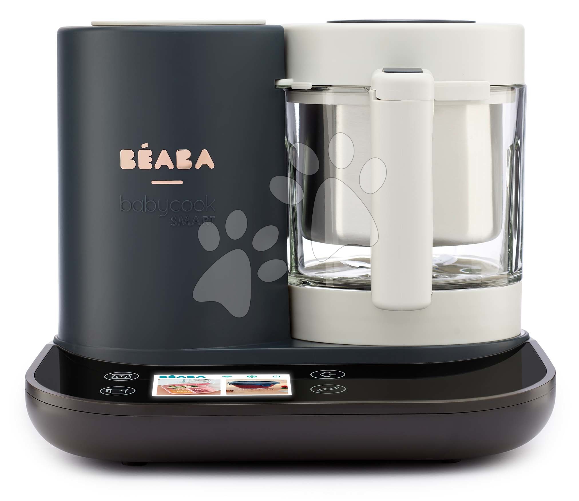 Parný hrniec s mixérom - Parný varič a mixér Beaba Babycook Smart® Charcoal Grey čierno-biely