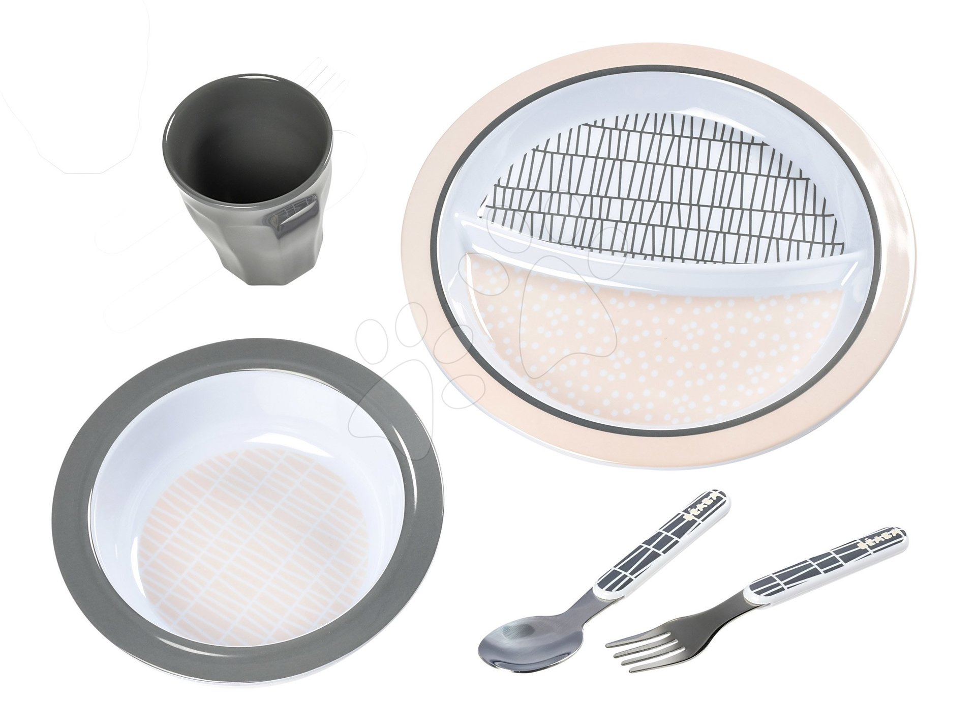 E-shop Jedálenská súprava pre deti Beaba Pink Grid Gift Meal set v darčekovom balení ružová od 4 mes