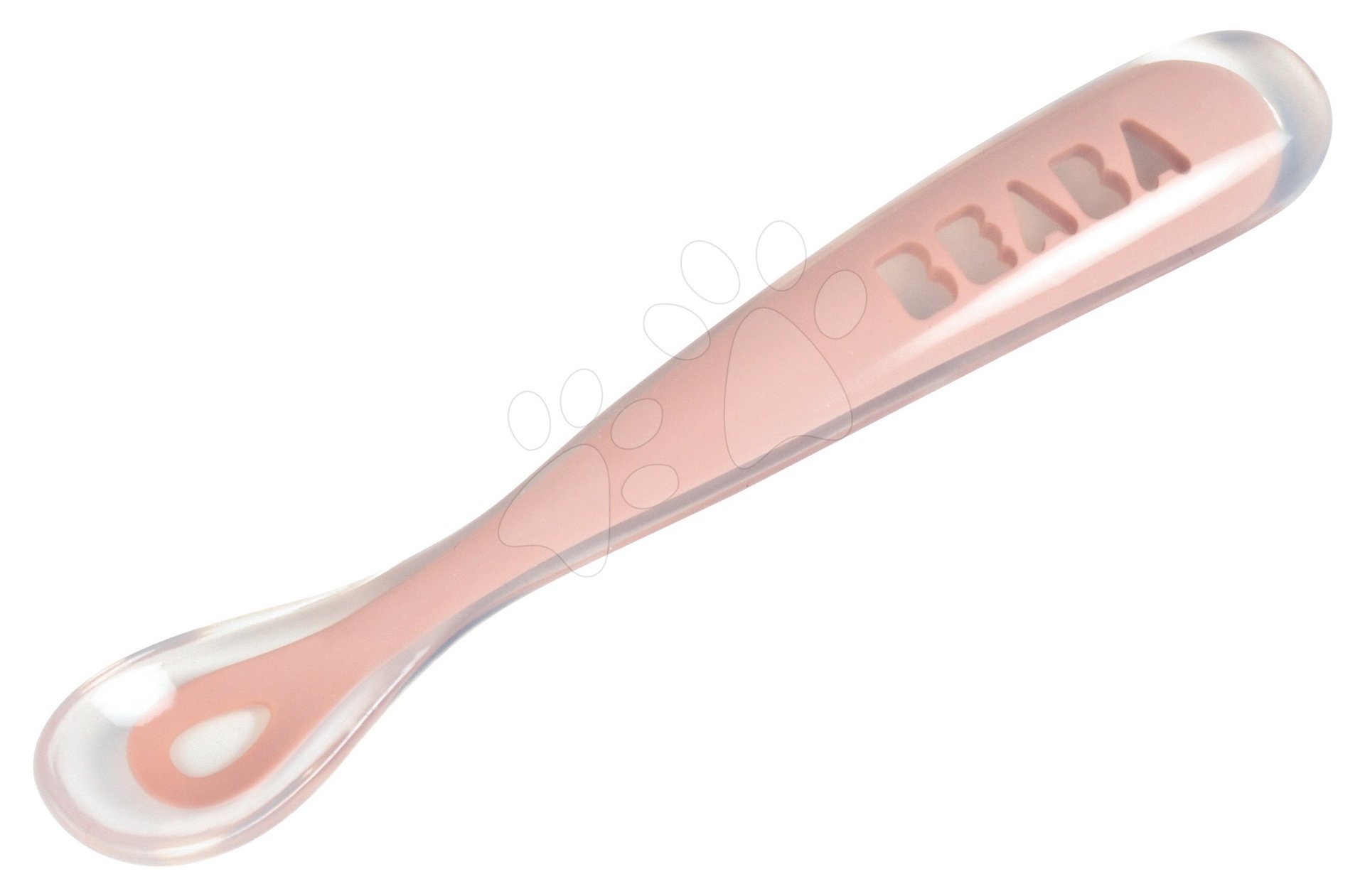 Lžička pro děti Beaba Ergonomic 1st age Old Pink ze silikonu růžová 17 cm od 4 měsíců