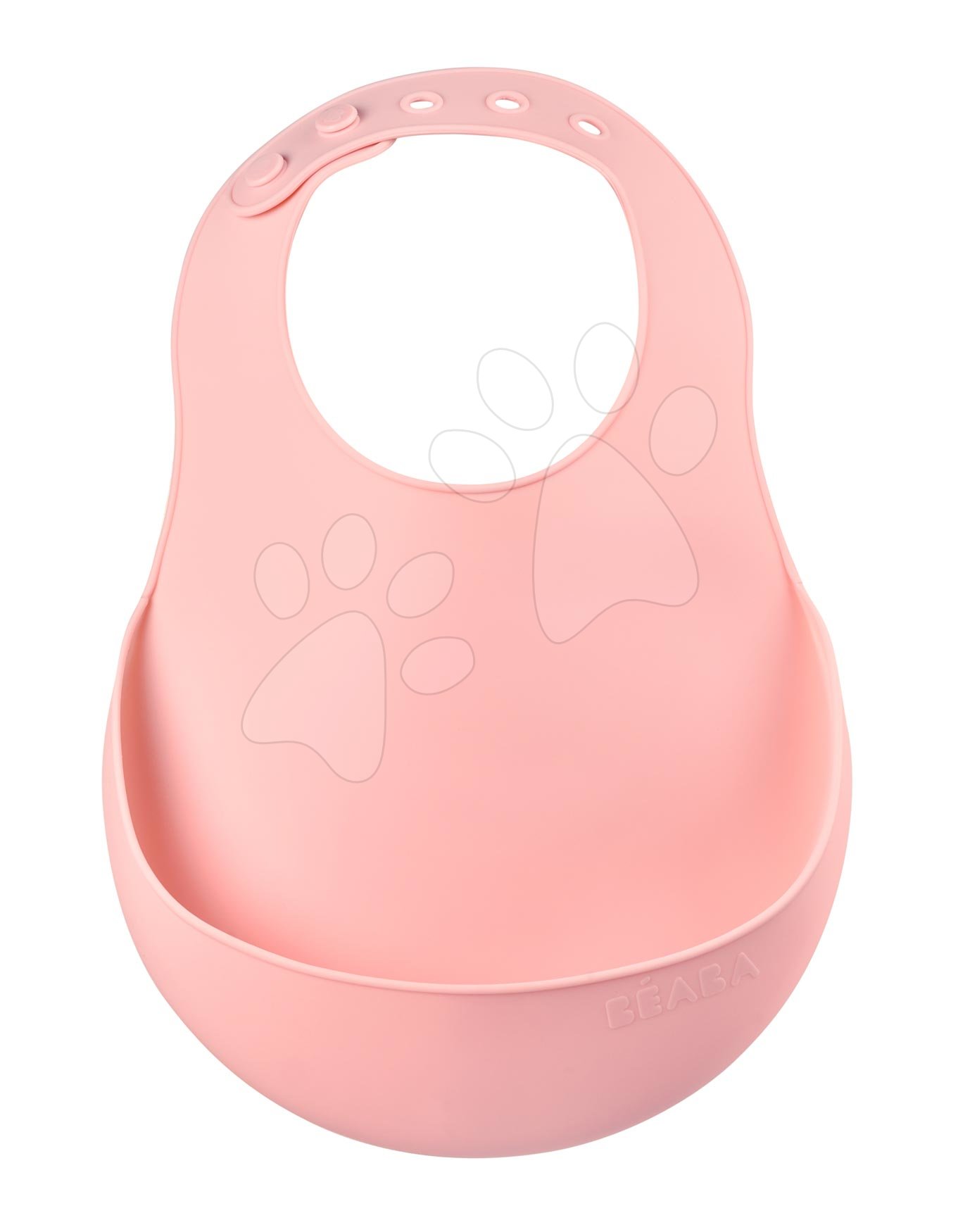 Bryndák pro děti Silicone Bib Old Pink Beaba z měkkého silikonu a knoflíky růžový od 0 měs