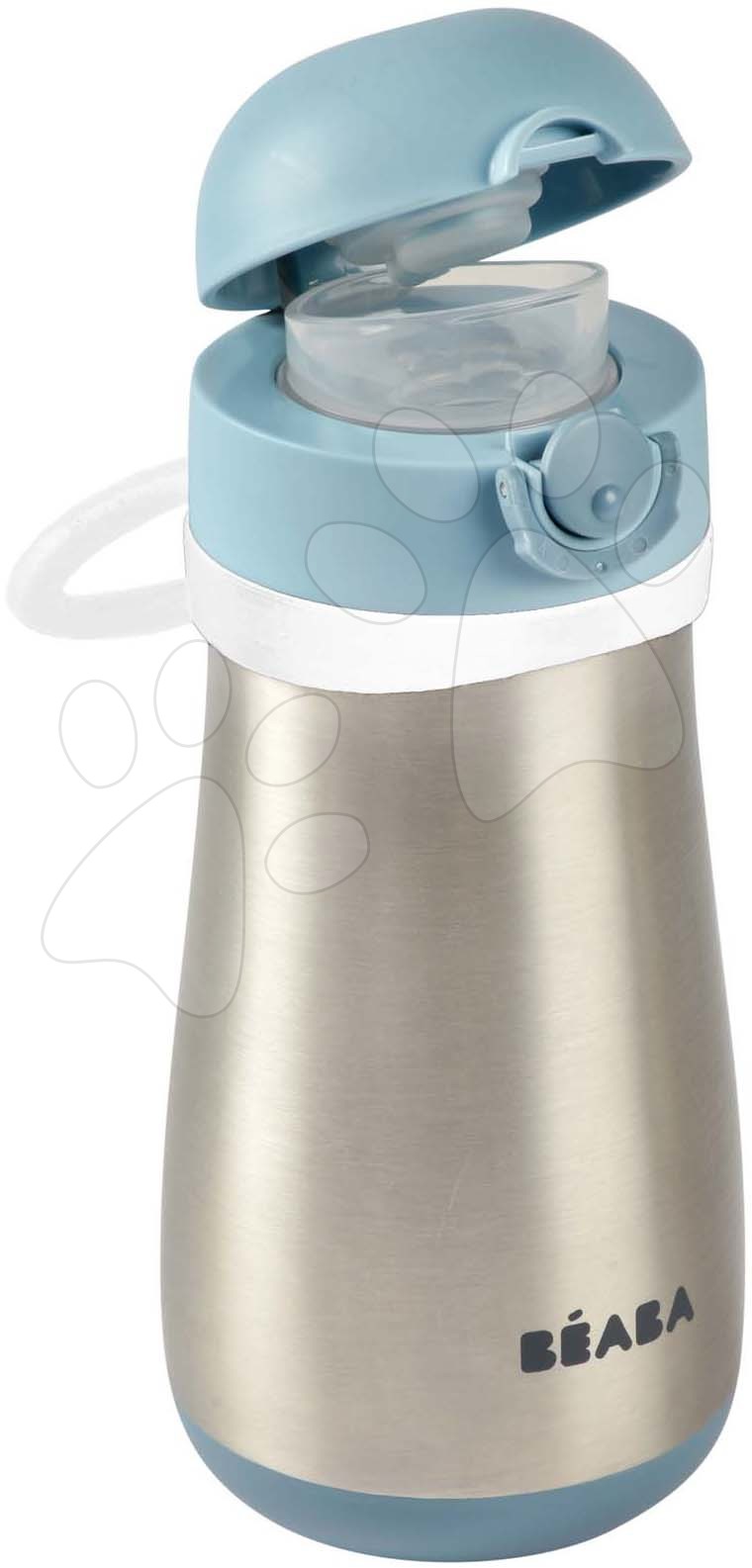 Láhev Bidon s dvojitými stěnami Stainless Steel Bottle Beaba Windy Blue 350ml modrá z nerezavějící oceli od 18 měsíců