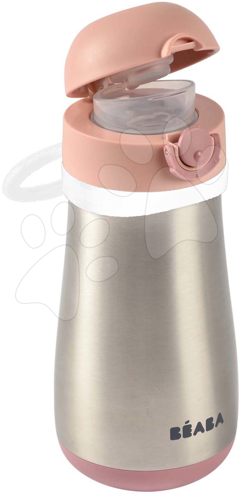 Láhev Bidon s dvojitými stěnami Stainless Steel Bottle Beaba Old Pink 350 ml růžová z nerezavějící oceli od 18 měsíců