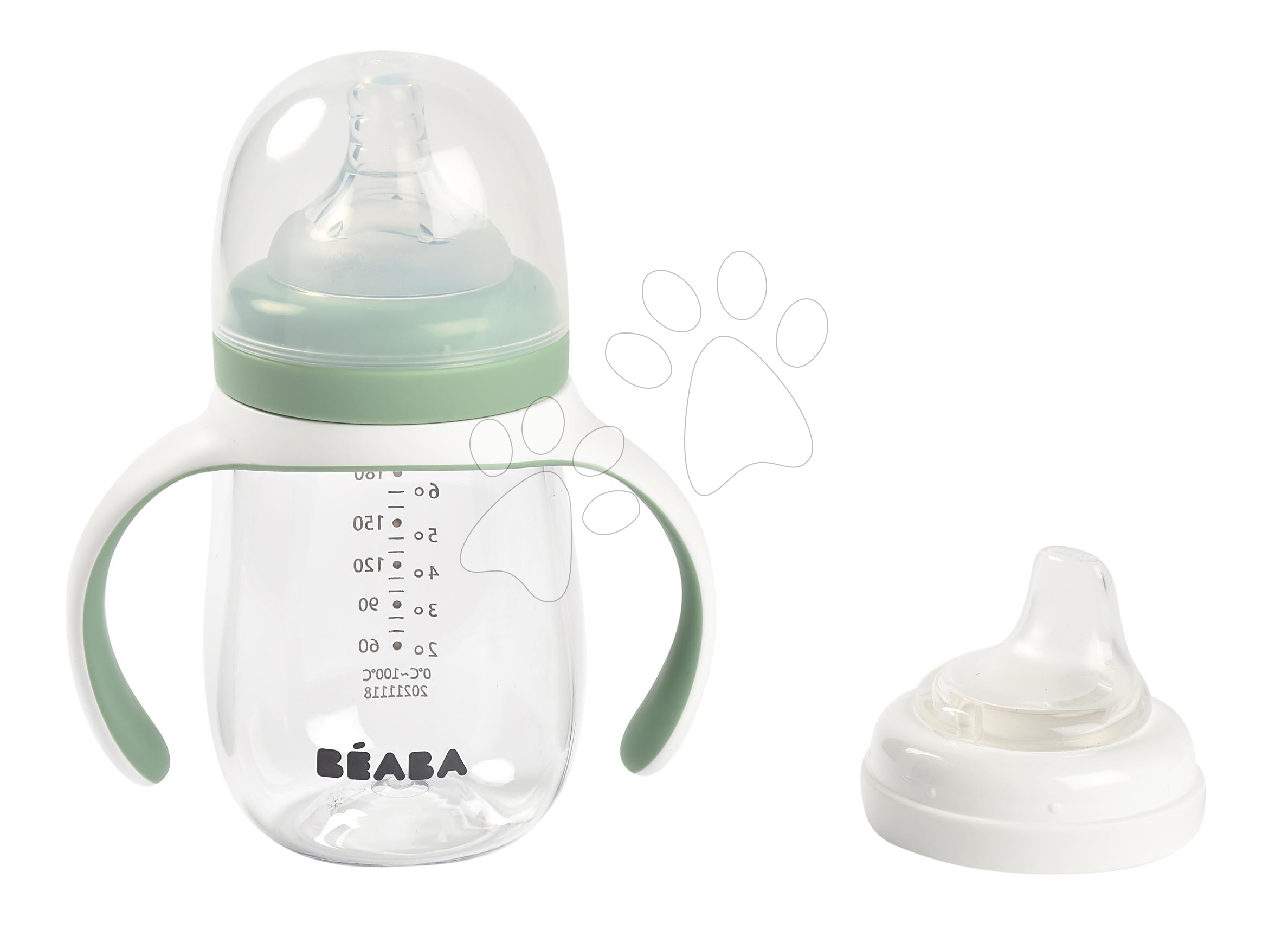 E-shop Fľaša Bidon na učenie pitia 2in1 Training Bottle Beaba Sage Green 210 ml zelená od 4 mes