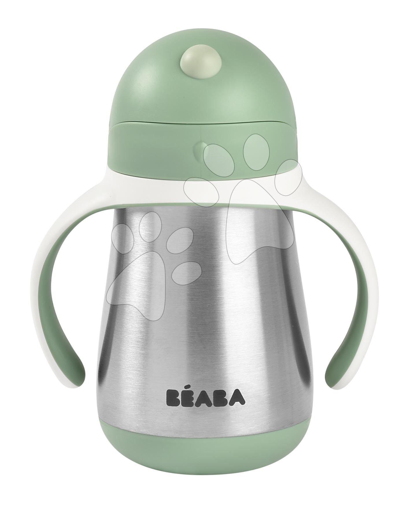 Fľaša Bidon s dvojitými stenami Stainless Steel Straw Cup Beaba Sage Green 250 ml z nehrdzavejúcej ocele zelená od 8 mes